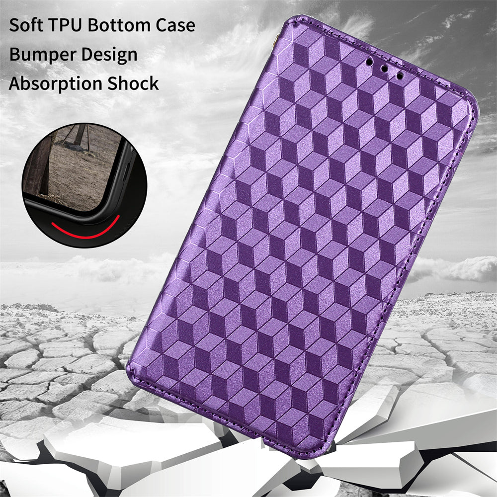 Til Samsung Galaxy A54 5G Flip Phone Case Rhombus mønster påtrykt PU læder pungholder cover