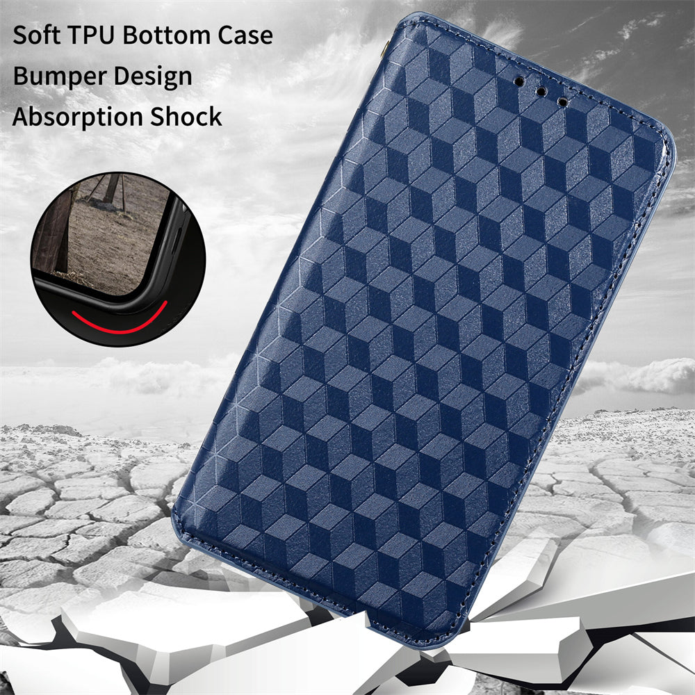 For Samsung Galaxy A54 5G Flip Phone Case Rhombus Pattern Imprinted PU Leather Wallet Stand Cover