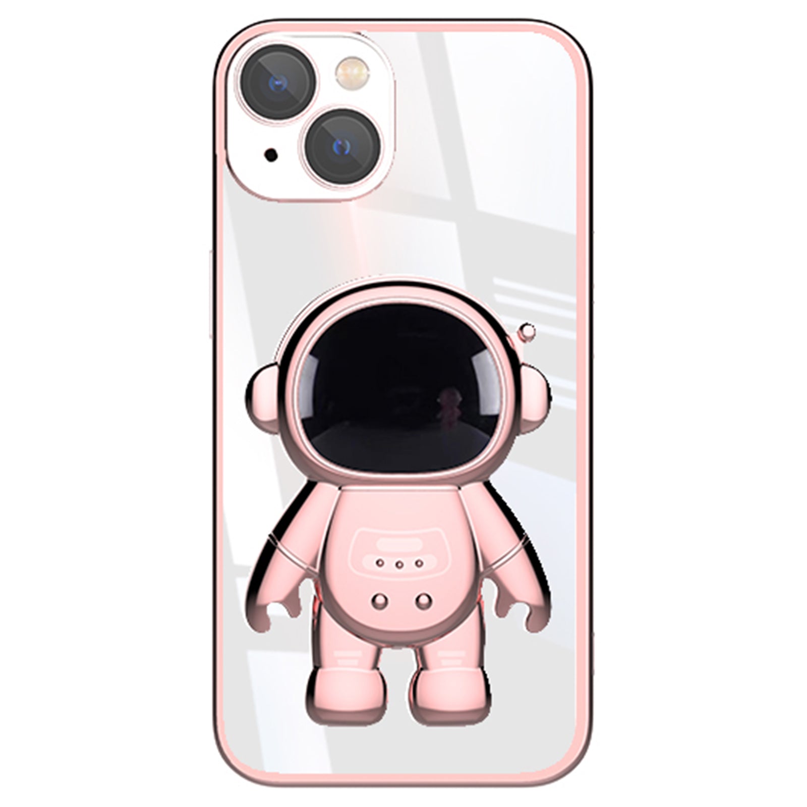 For iPhone 14 Plus Astronaut Shaped Kickstand Phone Case Electroplating Phone Cover with Lens Film