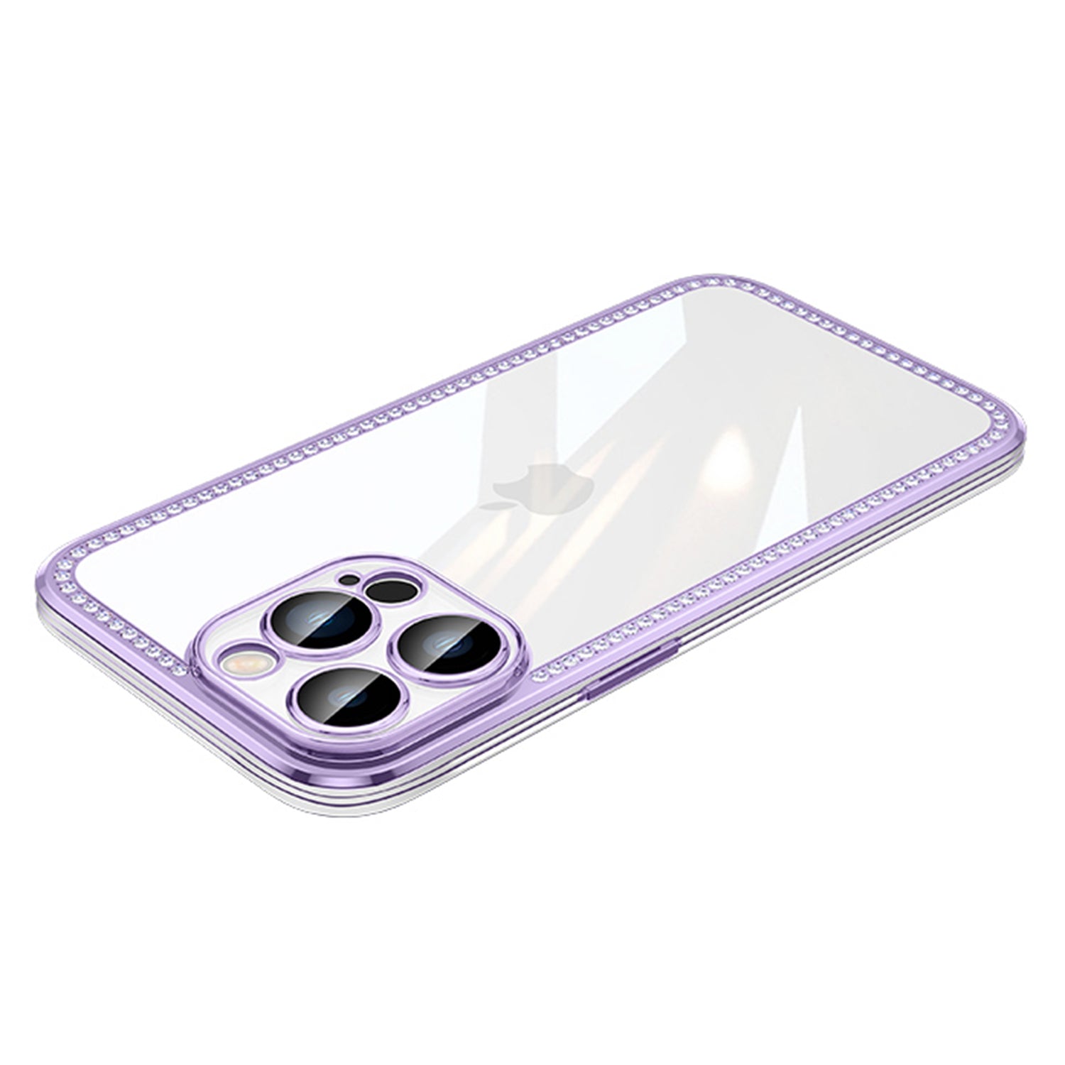 For iPhone 13 Pro 6.1 inch Electroplating Frame Phone Case TPU PC Phone Cover with Camera Protection and Rhinestone Decor