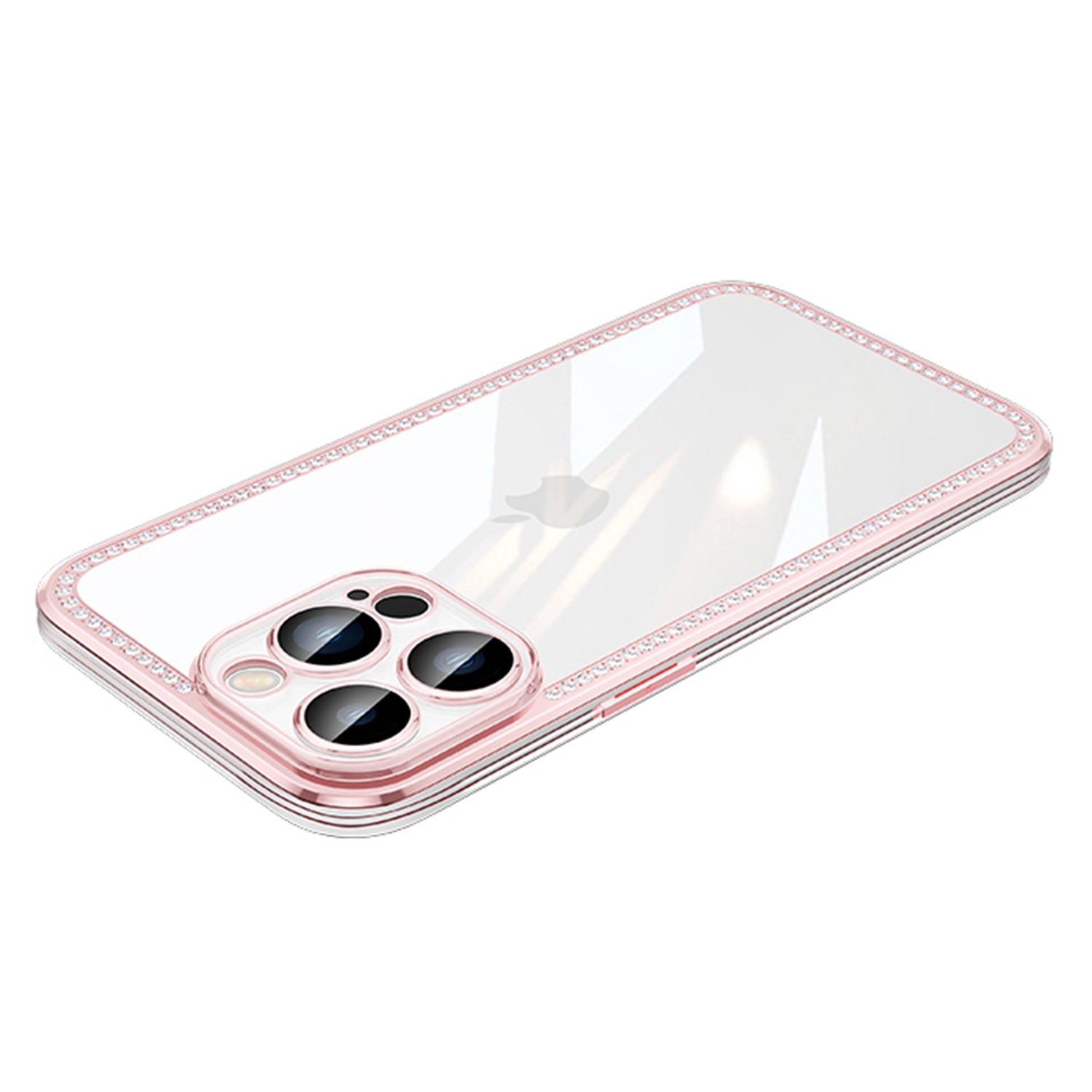 For iPhone 13 Pro Max 6.7 inch Rhinestone Decor TPU+PC Phone Cover Electroplating Frame Rear Lens All-wrapped Phone Case - Blue