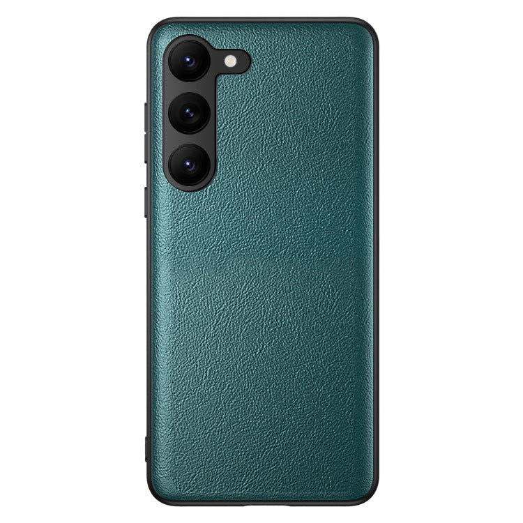 For Samsung Galaxy S23 Anti-Fingerprint Phone Case Slim-Fit PU Leather TPU PC Hybrid Anti-slip Phone Cover