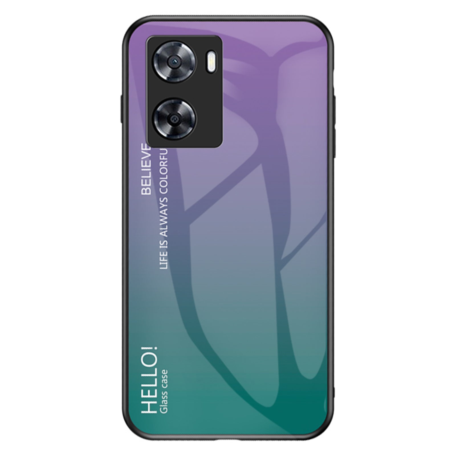 For Oppo A57s 4G A57 4G Gradient Tempered Glass Phone Case PC TPU Shockproof Protective Cover