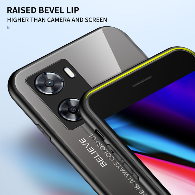For Oppo A57s 4G A57 4G Gradient Tempered Glass Phone Case PC TPU Shockproof Protective Cover