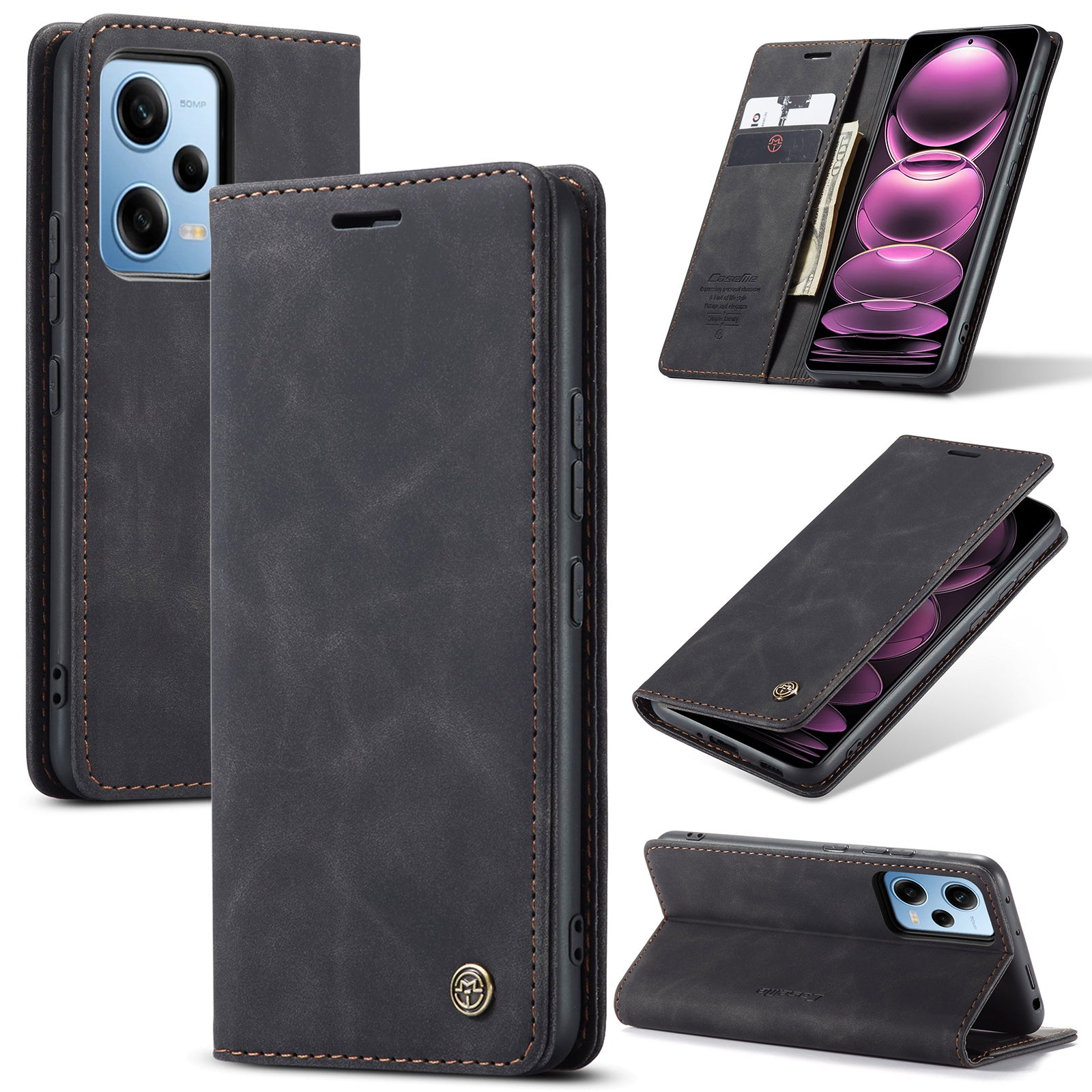 CASEME 013 Series Phone Case for Xiaomi Redmi Note 12 Pro 5G Note 12 Pro Speed 5G Poco X5 Pro 5G Anti-scratch PU Leather Case Wallet Stand Cover