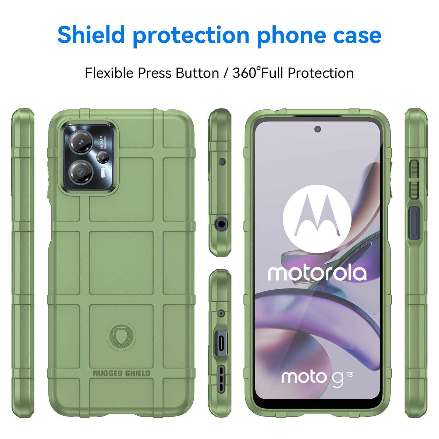 For Motorola Moto G13 4G G23 4G Shockproof Soft TPU Phone Cover Case Rugged Square Grid Texture Phone Protector