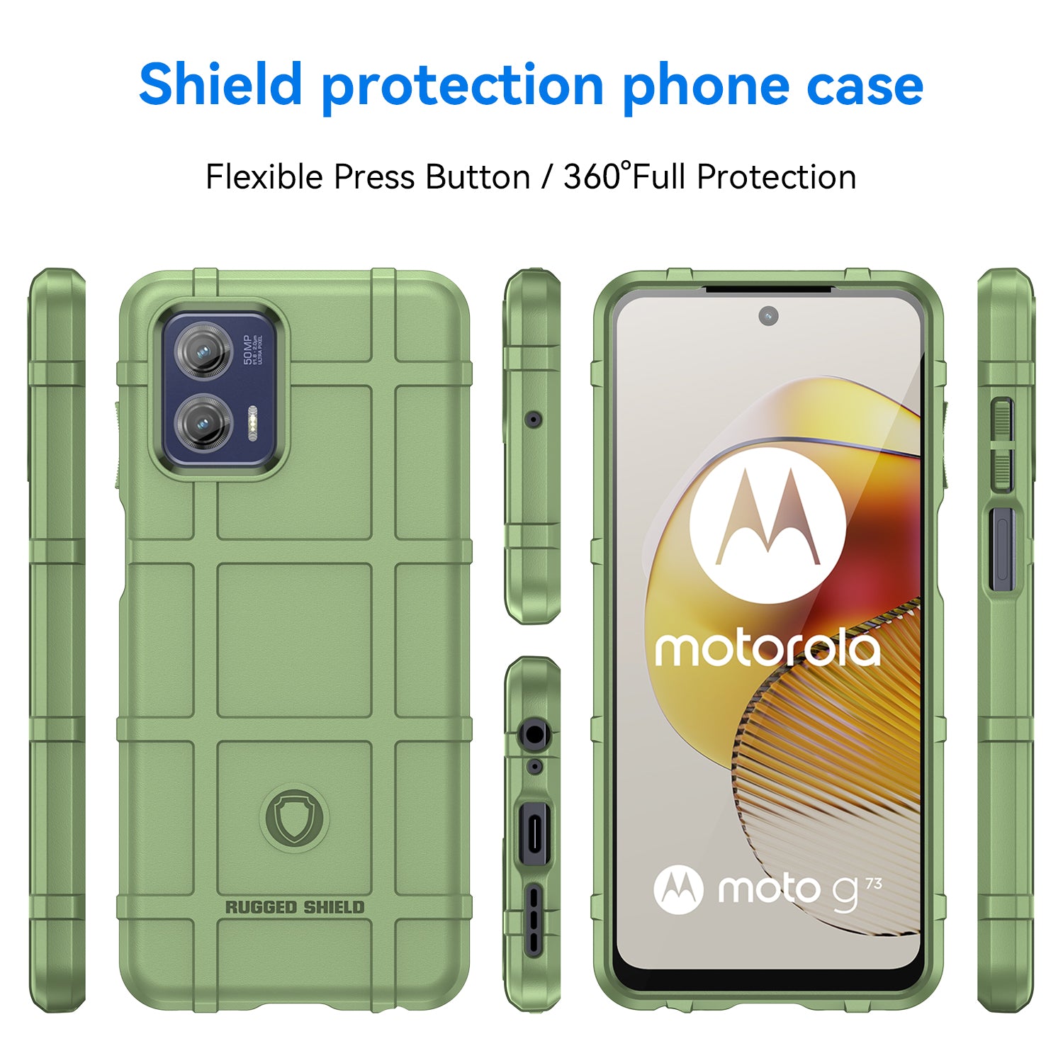 For Motorola Moto G73 5G Mobile Phone Cover Rugged Square Grid Texture Shockproof Soft TPU Cell Phone Case