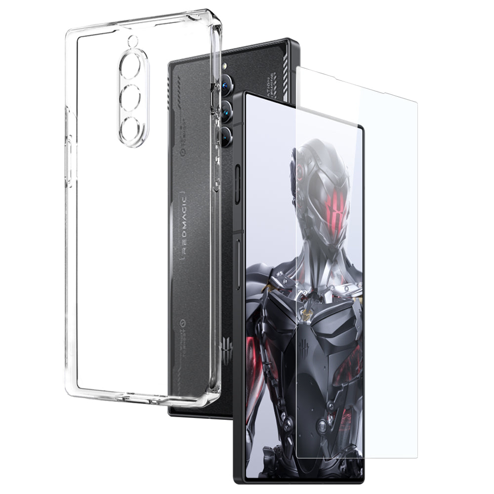 NORTHJO For ZTE nubia Red Magic 8 Pro 5G/8 Pro 5G TPU Phone Case Cover Tempered Glass Screen Protector - Transparent