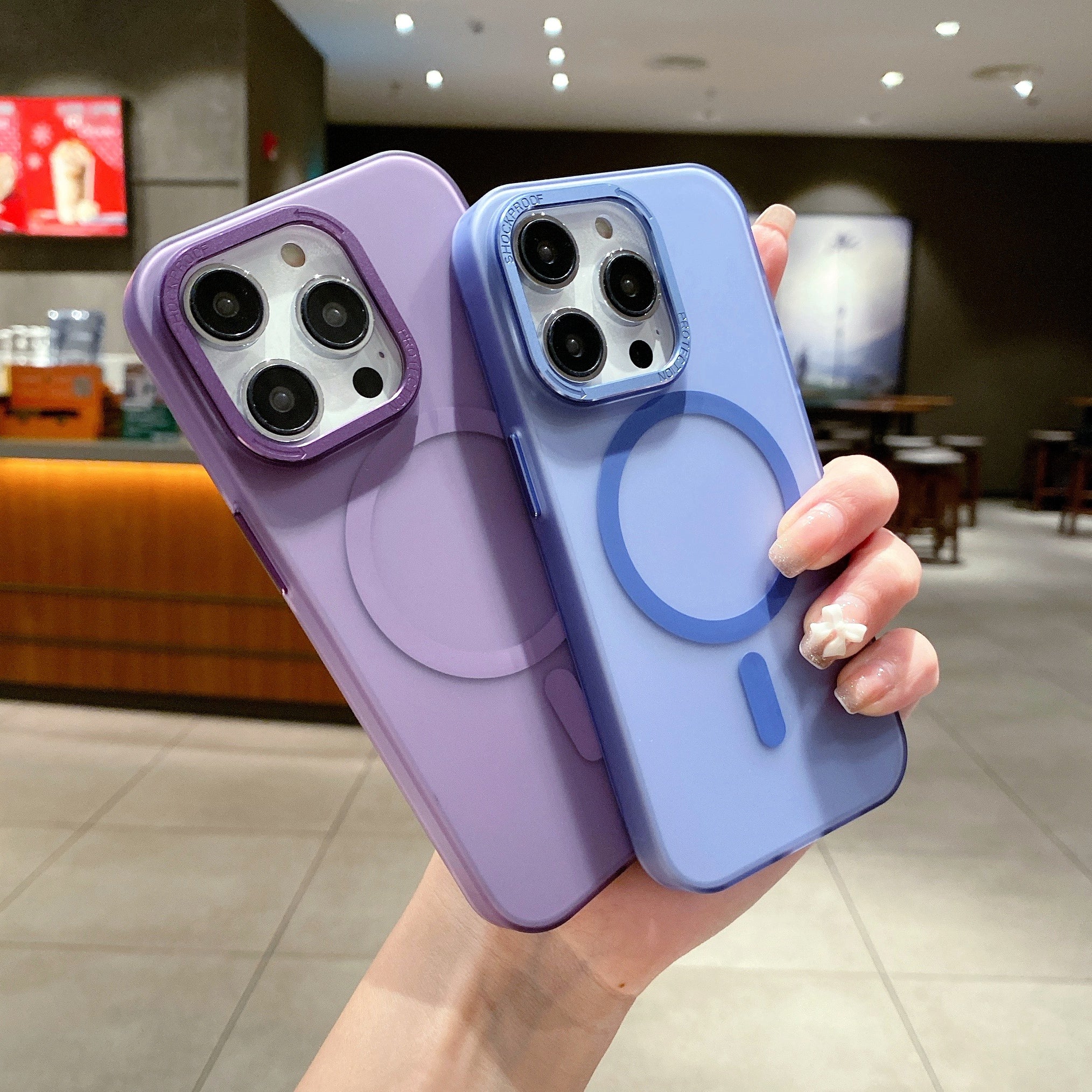 Electroplating Matte Phone Case for iPhone 14 Pro Max PC TPU Magnetic Phone Cover Compatible with MagSafe