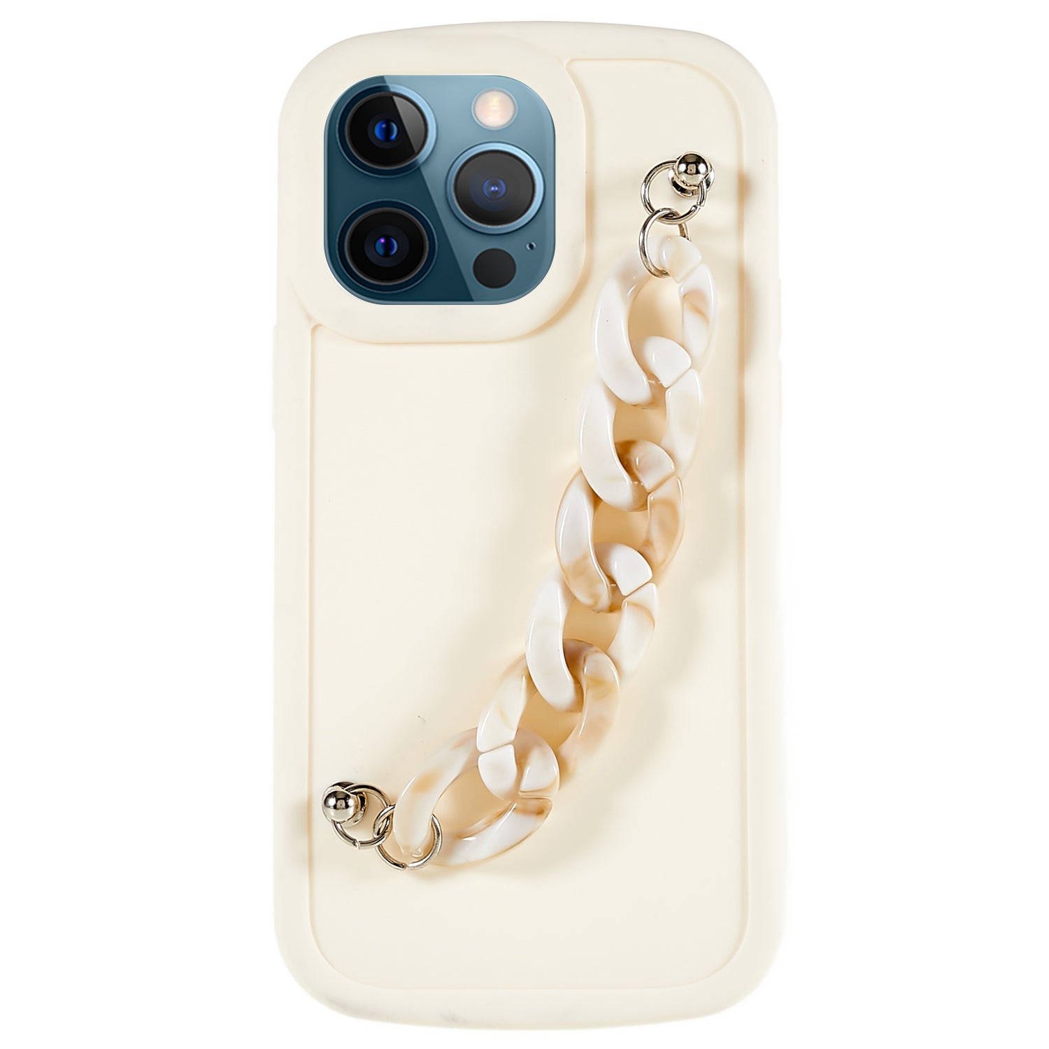 For iPhone 12 Pro Max 6.7 inch Soft TPU Case Matte Finish Coating Protective Back Cover with Chain Bracelet Hand Strap