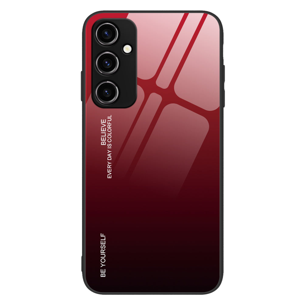 For Samsung Galaxy A14 5G Tempered Glass Back Cover Gradient Color Hard PC TPU Frame Shockproof Phone Case