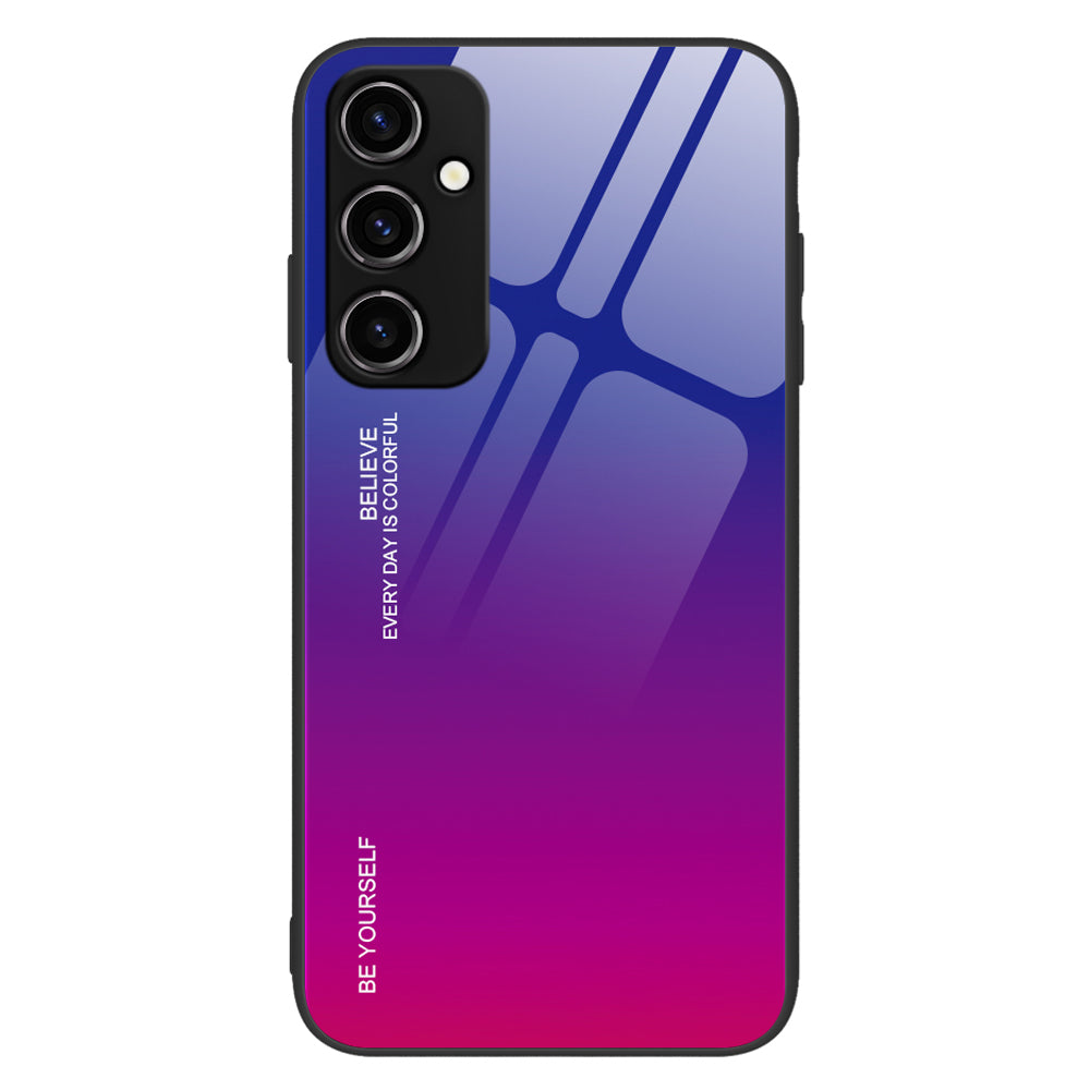 For Samsung Galaxy A14 5G Tempered Glass Back Cover Gradient Color Hard PC TPU Frame Shockproof Phone Case