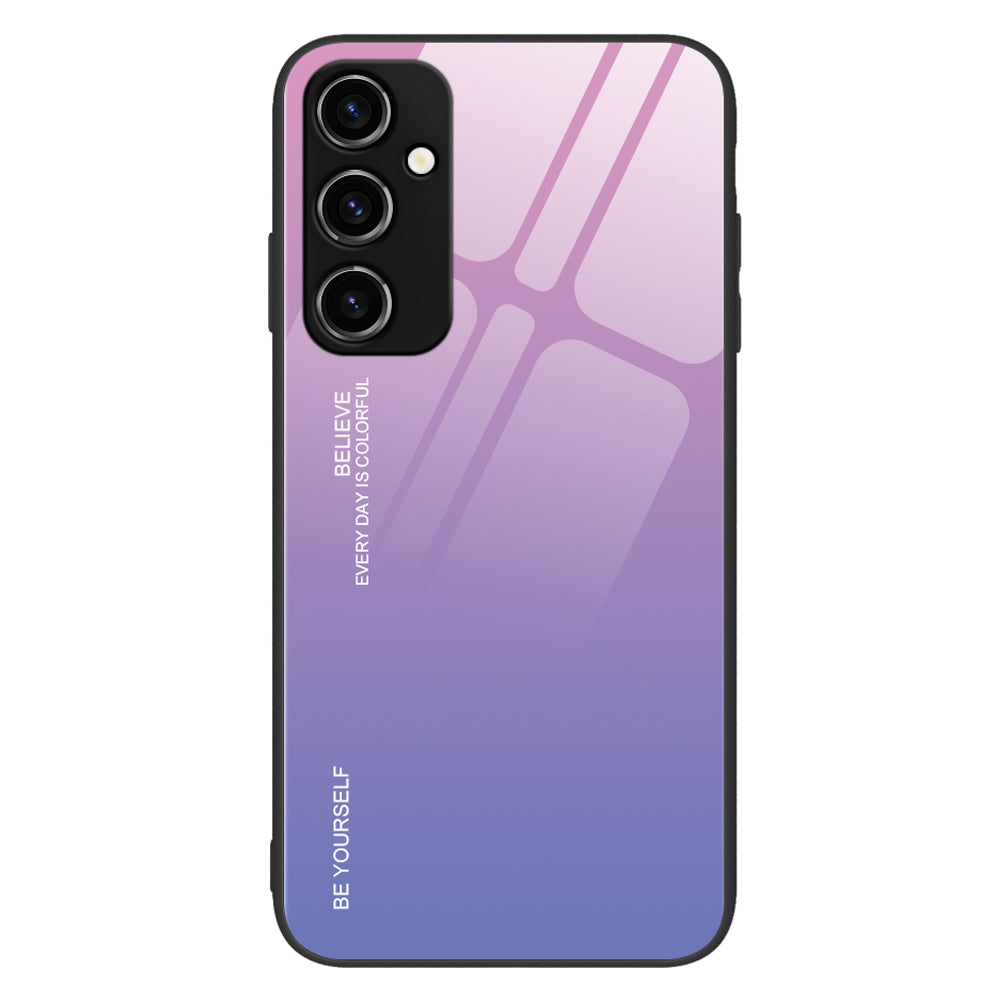 For Samsung Galaxy A14 5G Tempered Glass Back Cover Gradient Color Hard PC TPU Frame Shockproof Phone Case