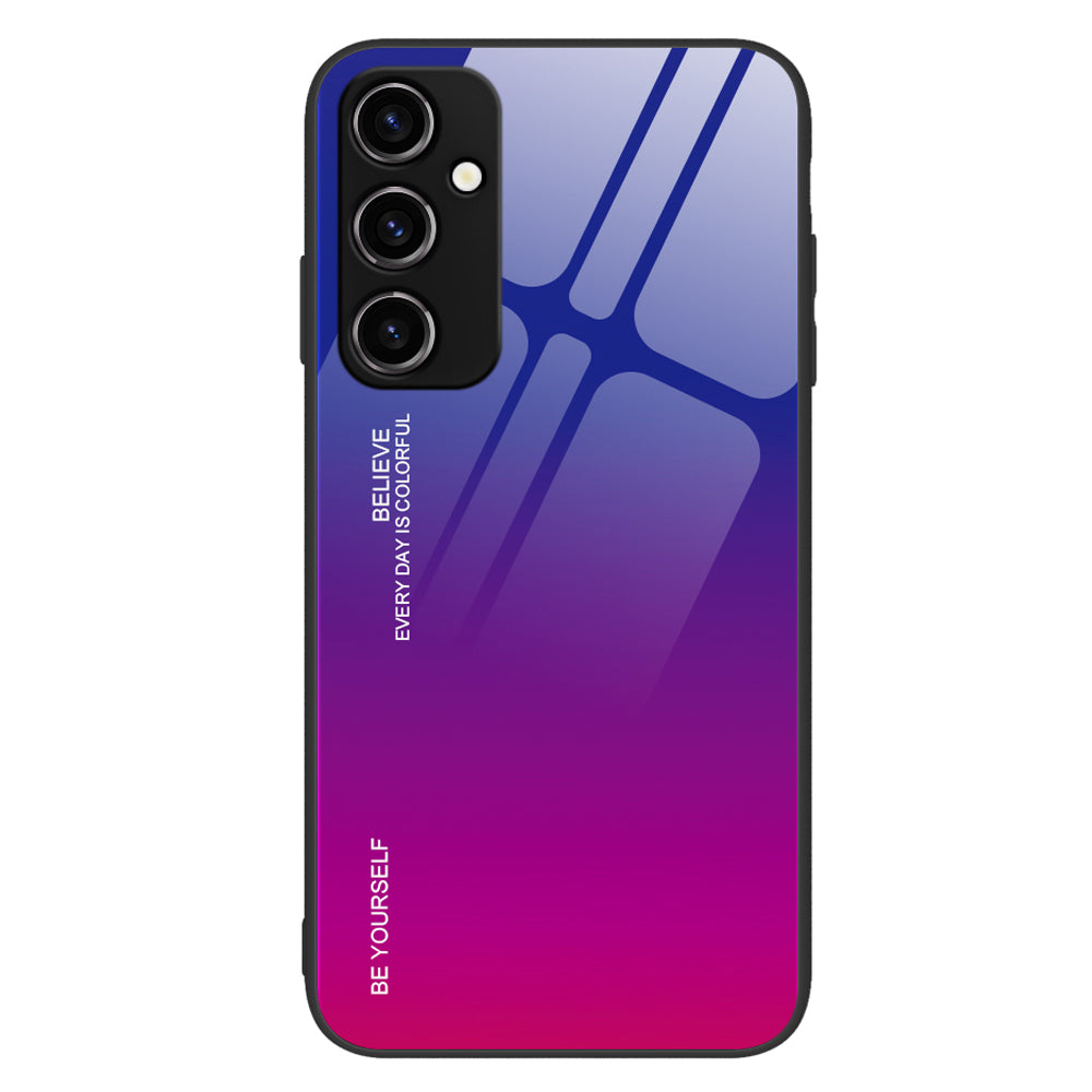 For Samsung Galaxy A34 5G Gradient Color Phone Case Tempered Glass PC TPU Hybrid Shell Shock Absorption Cover