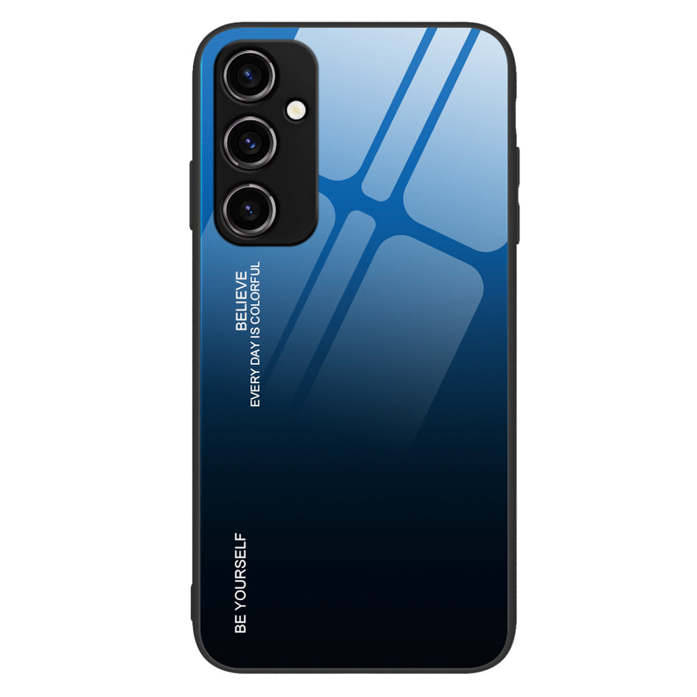 For Samsung Galaxy A34 5G Gradient Color Phone Case Tempered Glass PC TPU Hybrid Shell Shock Absorption Cover