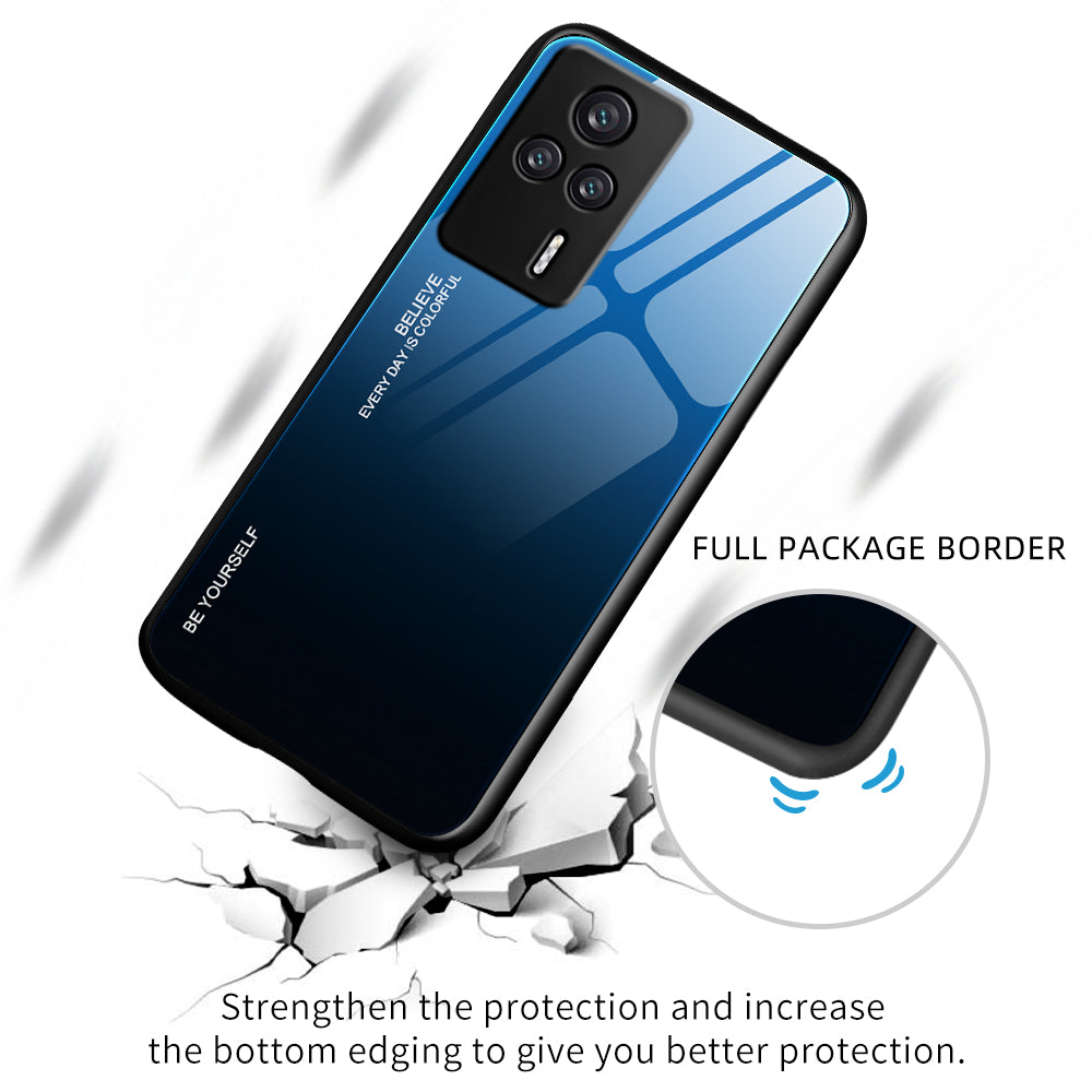 Gradient Color Phone Case for Xiaomi Redmi K60E 5G Hard Tempered Glass PC Back TPU Drop Protection Cover