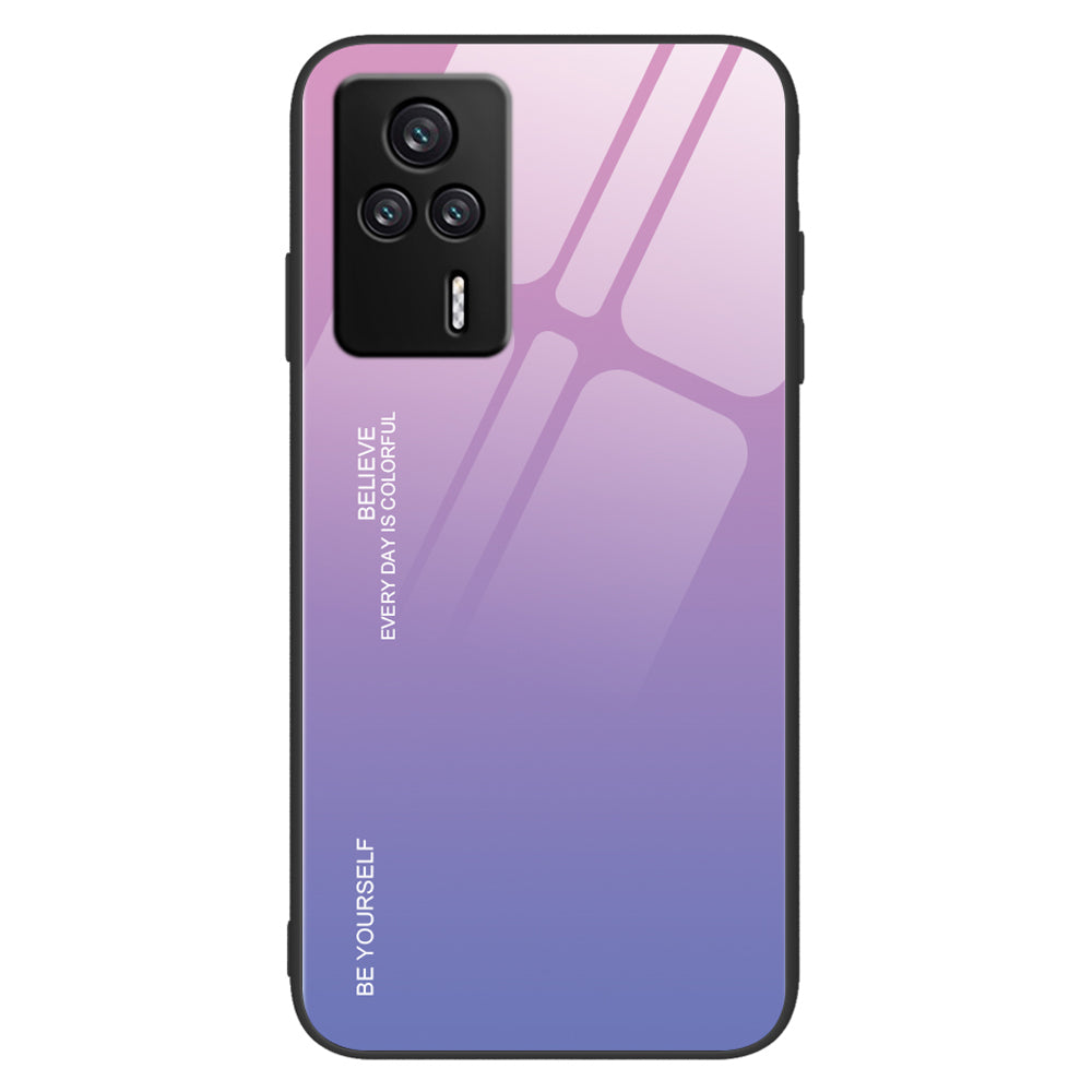 Gradient Color Phone Case for Xiaomi Redmi K60E 5G Hard Tempered Glass PC Back TPU Drop Protection Cover