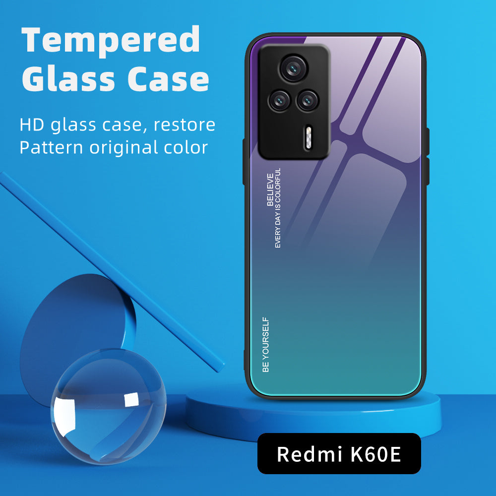 Gradient Color Phone Case for Xiaomi Redmi K60E 5G Hard Tempered Glass PC Back TPU Drop Protection Cover