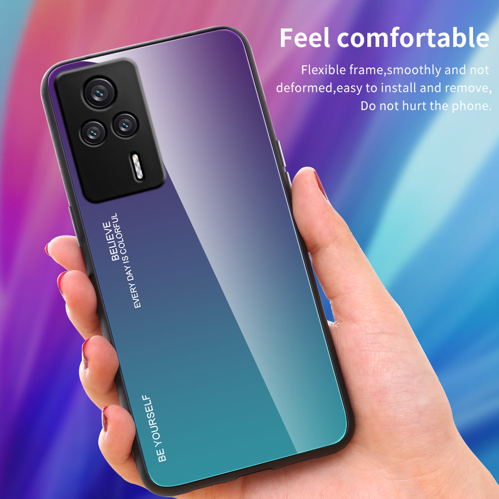Gradient Color Phone Case for Xiaomi Redmi K60E 5G Hard Tempered Glass PC Back TPU Drop Protection Cover
