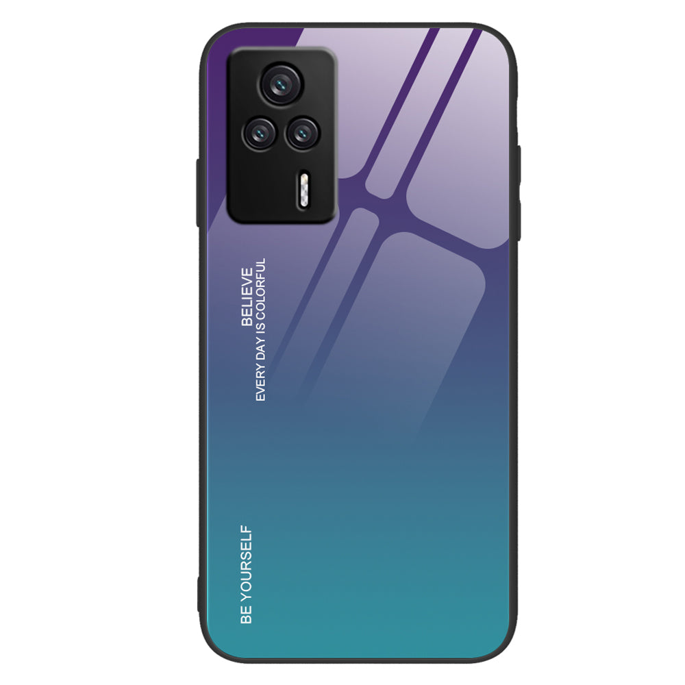 Gradient Color Phone Case for Xiaomi Redmi K60E 5G Hard Tempered Glass PC Back TPU Drop Protection Cover