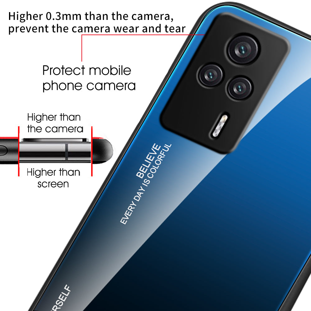 Gradient Color Phone Case for Xiaomi Redmi K60E 5G Hard Tempered Glass PC Back TPU Drop Protection Cover