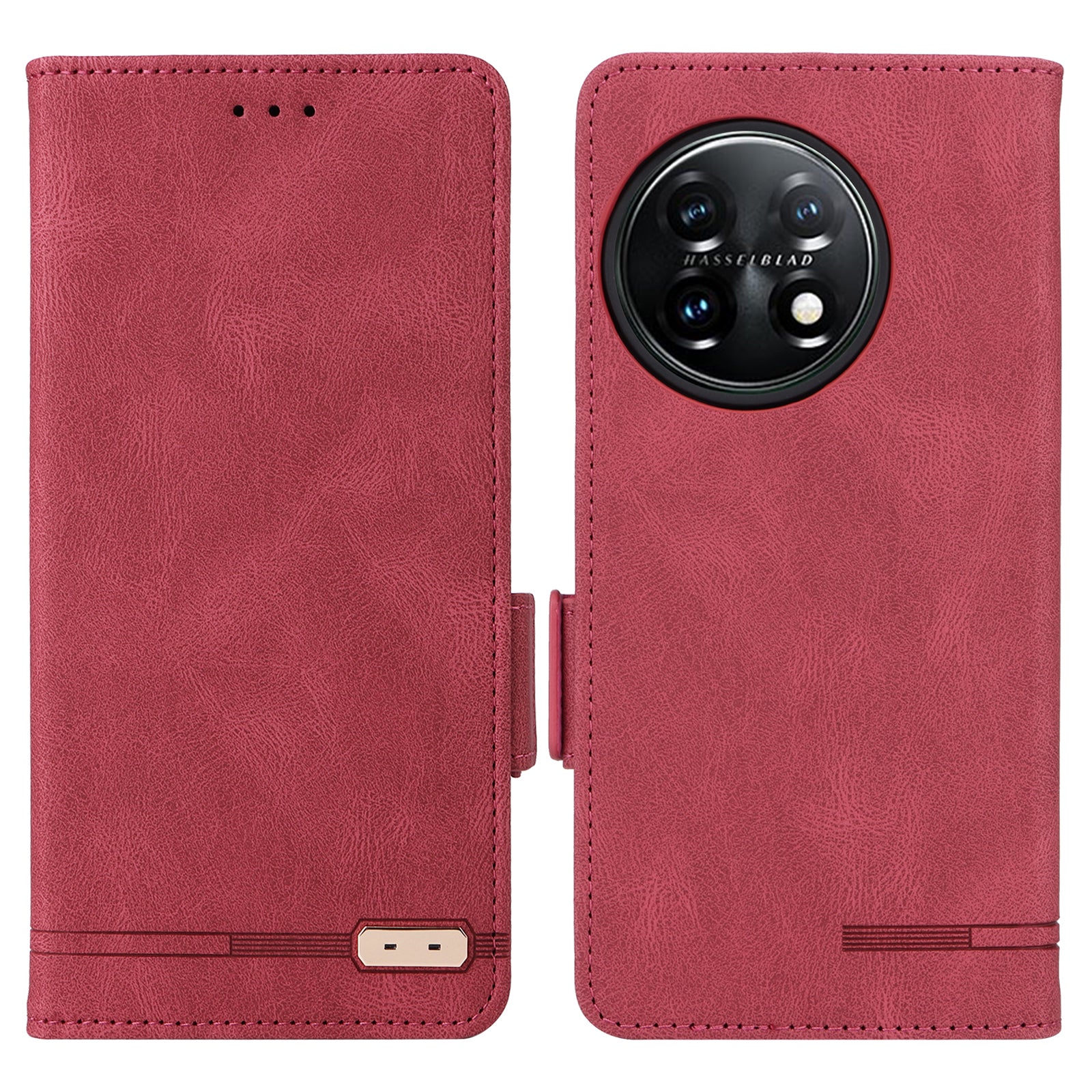 For OnePlus 11 5G Flip Cell Phone Cover Hardware Decor PU Leather Wallet Phone Case with Phone Stand Function