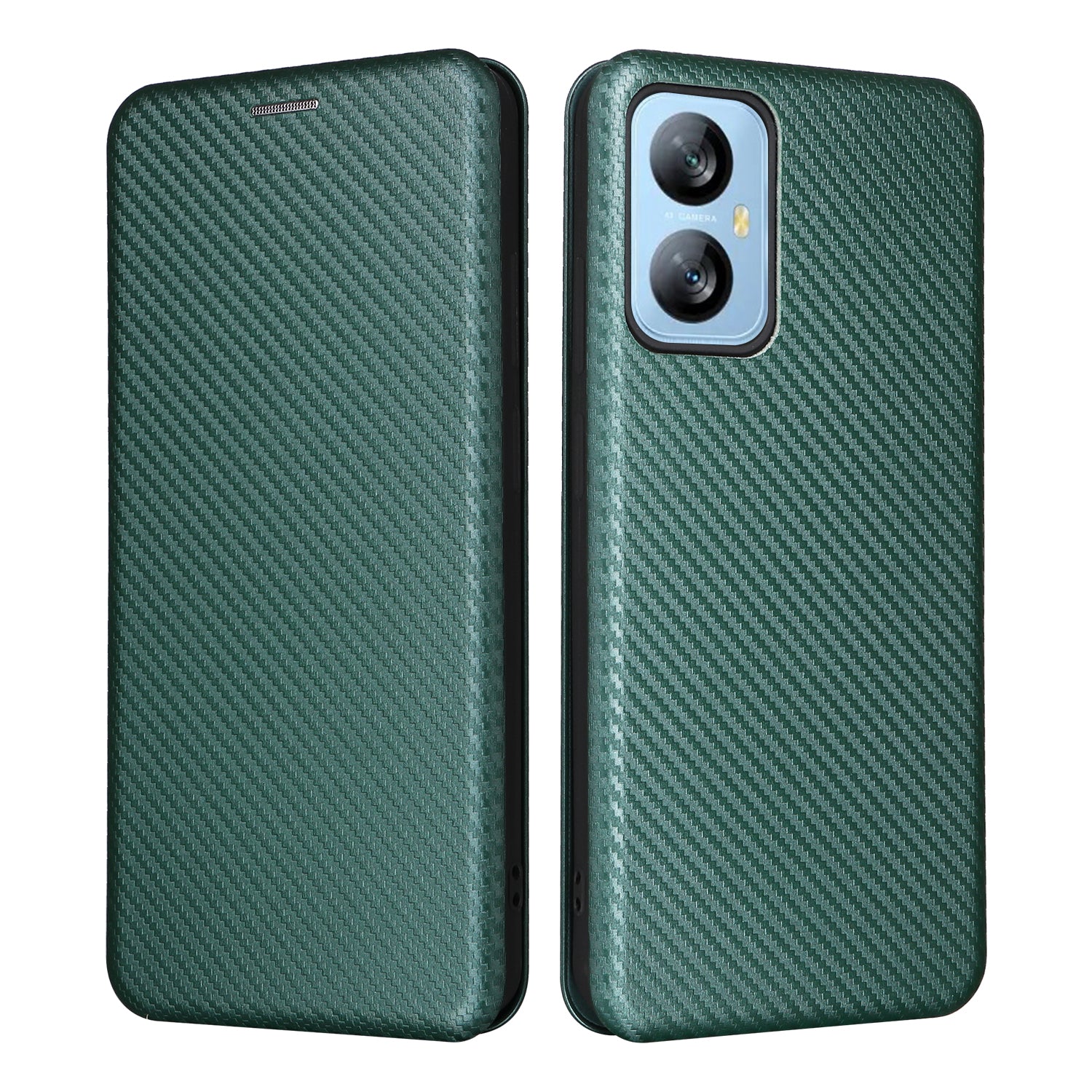 For Blackview A52 4G PU Leather Stand Card Slots Case Carbon Fiber Texture Magnetic Auto-absorbed Folio Phone Cover