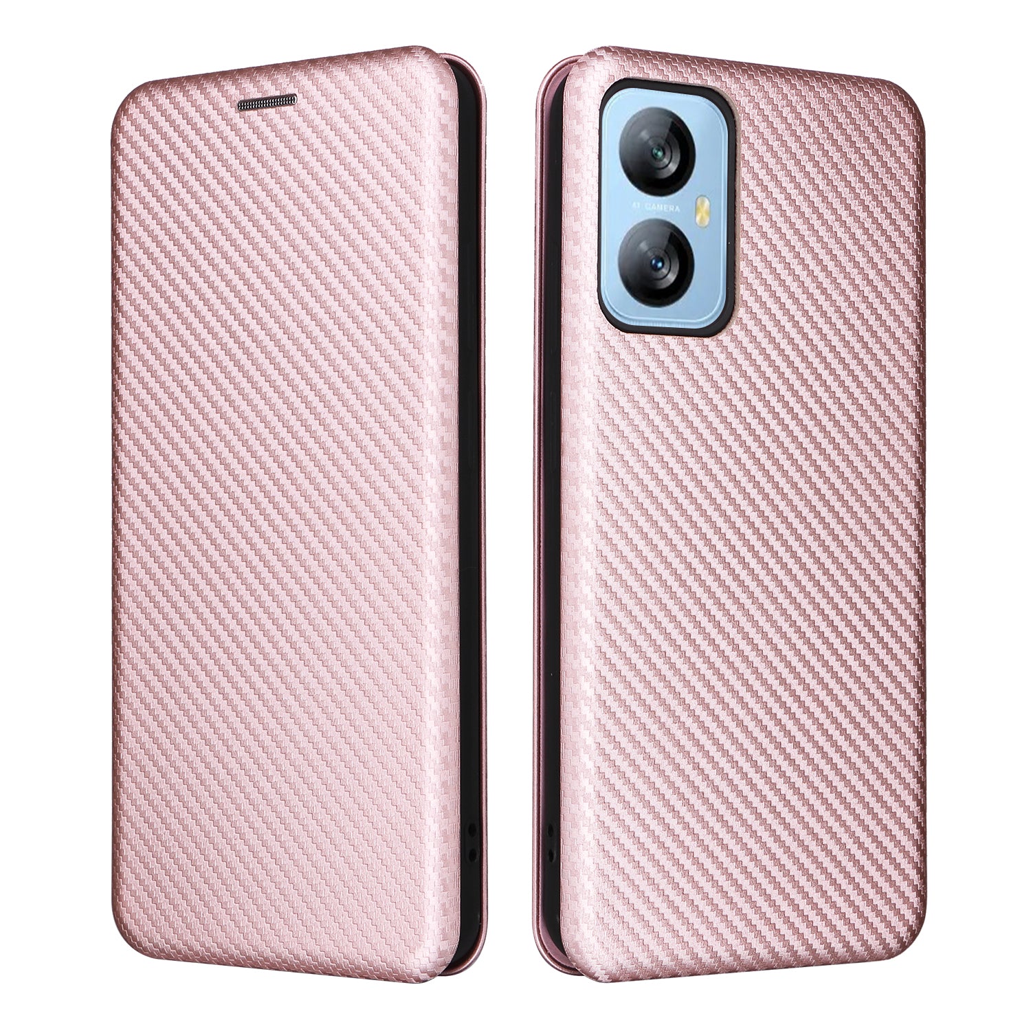 For Blackview A52 4G PU Leather Stand Card Slots Case Carbon Fiber Texture Magnetic Auto-absorbed Folio Phone Cover