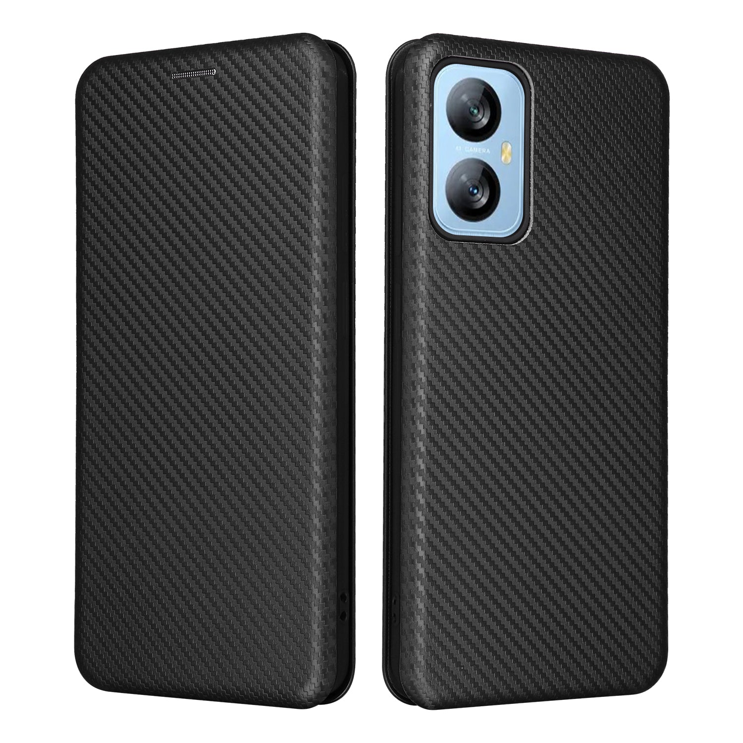 For Blackview A52 4G PU Leather Stand Card Slots Case Carbon Fiber Texture Magnetic Auto-absorbed Folio Phone Cover