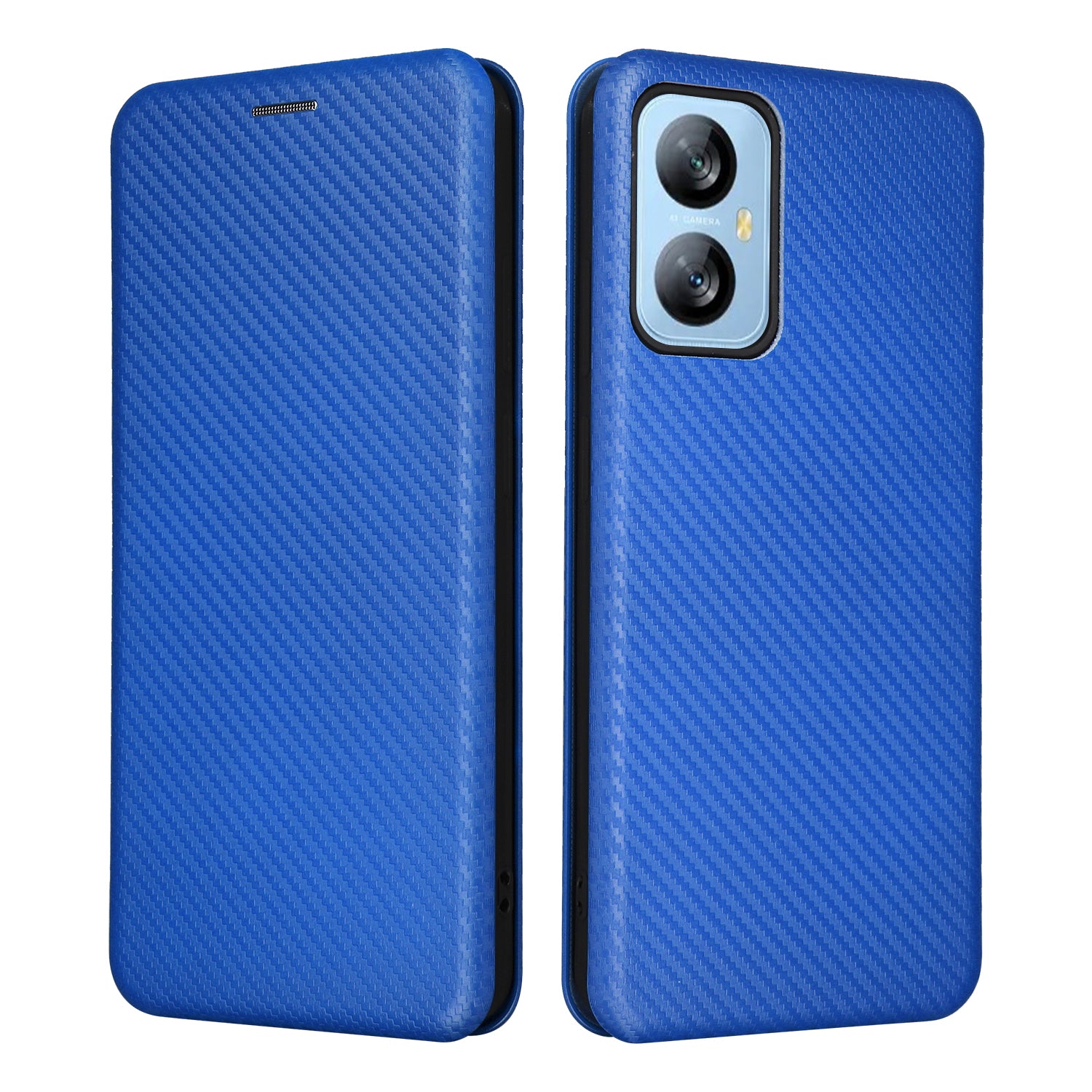 For Blackview A52 4G PU Leather Stand Card Slots Case Carbon Fiber Texture Magnetic Auto-absorbed Folio Phone Cover