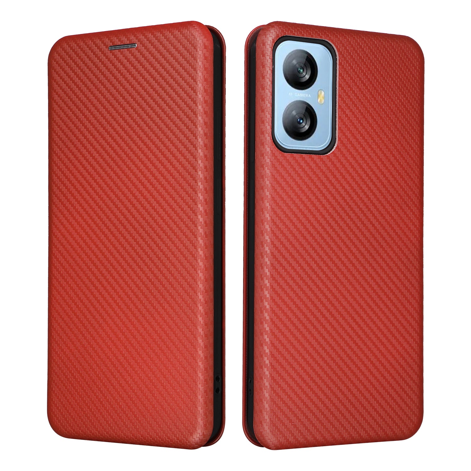 For Blackview A52 4G PU Leather Stand Card Slots Case Carbon Fiber Texture Magnetic Auto-absorbed Folio Phone Cover