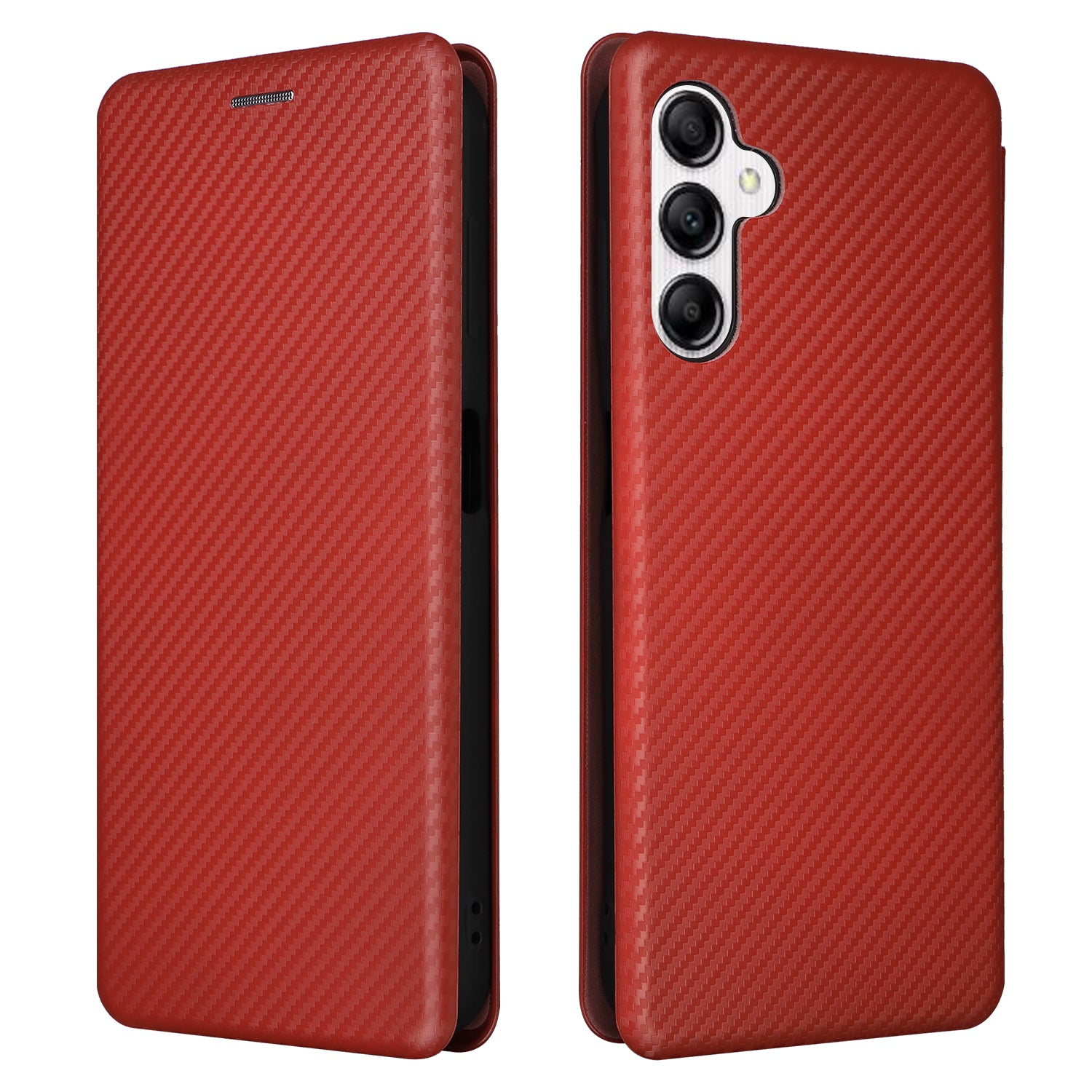 PU Leather Magnetic Phone Case for Samsung Galaxy A14 4G Stand Card Holder Slot Carbon Fiber Pattern Phone Cover