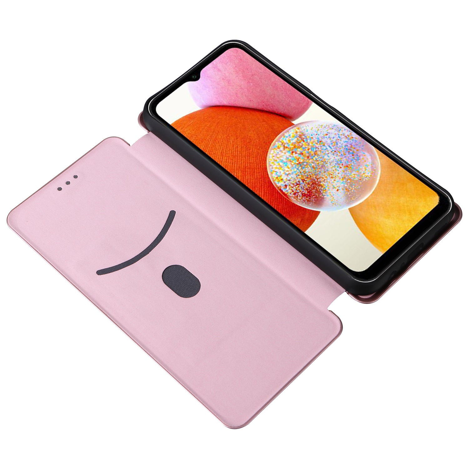 PU Leather Magnetic Phone Case for Samsung Galaxy A14 4G Stand Card Holder Slot Carbon Fiber Pattern Phone Cover