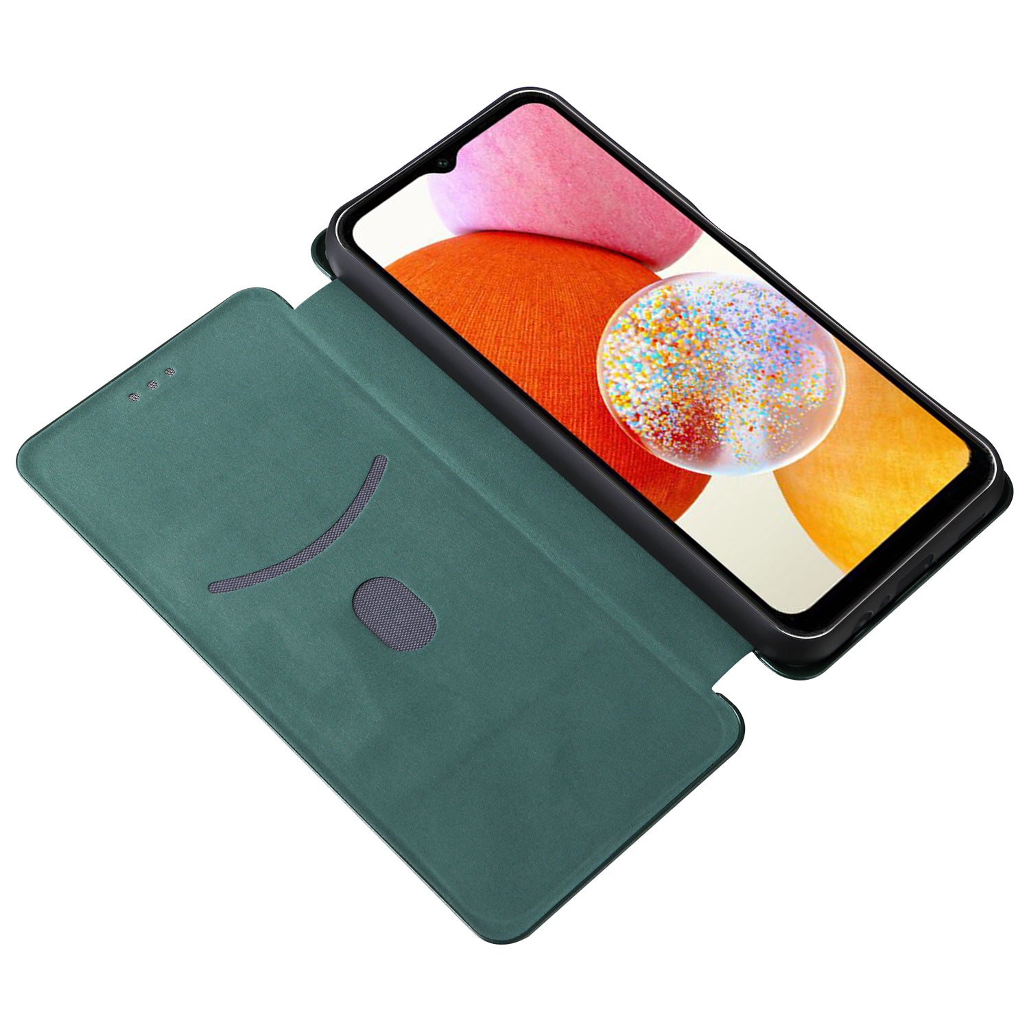 PU Leather Magnetic Phone Case for Samsung Galaxy A14 4G Stand Card Holder Slot Carbon Fiber Pattern Phone Cover