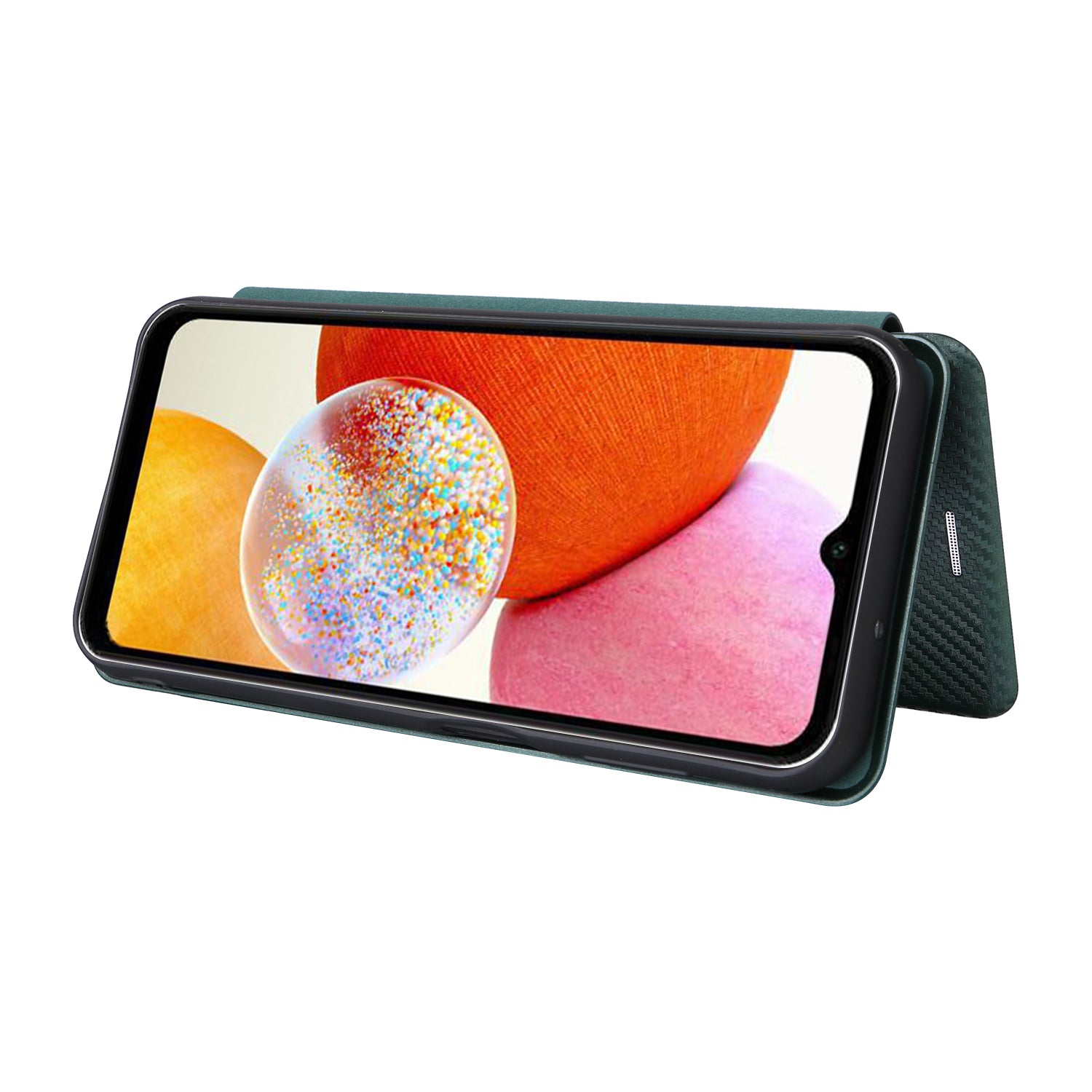 PU Leather Magnetic Phone Case for Samsung Galaxy A14 4G Stand Card Holder Slot Carbon Fiber Pattern Phone Cover