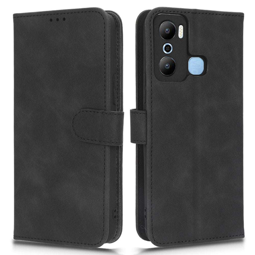 Wallet Phone Case for Infinix Hot 20 Play 4G PU Leather Stand Skin-touch Folio Protective Cover
