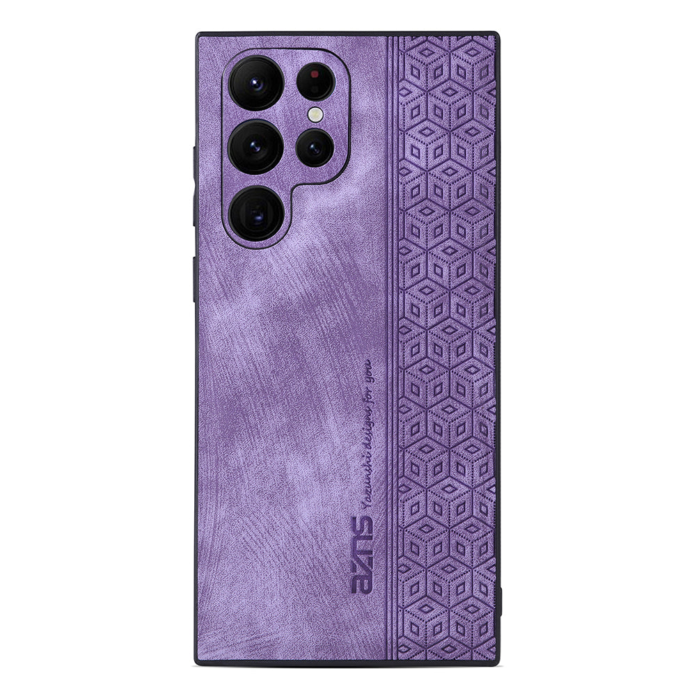 AZNS For Samsung Galaxy S23 Ultra Dustproof PU Leather TPU Phone Cover Imprinted Pattern Anti-Scratch Cell Phone Case