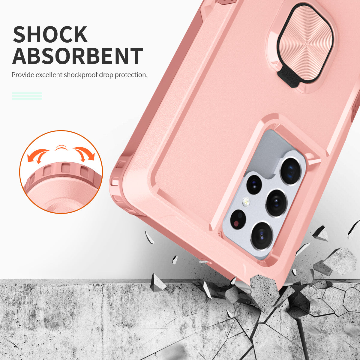 For Samsung Galaxy S23 Ultra Rotatable Ring Holder Kickstand Phone Case PC Silicone Anti-scratch Phone Cover