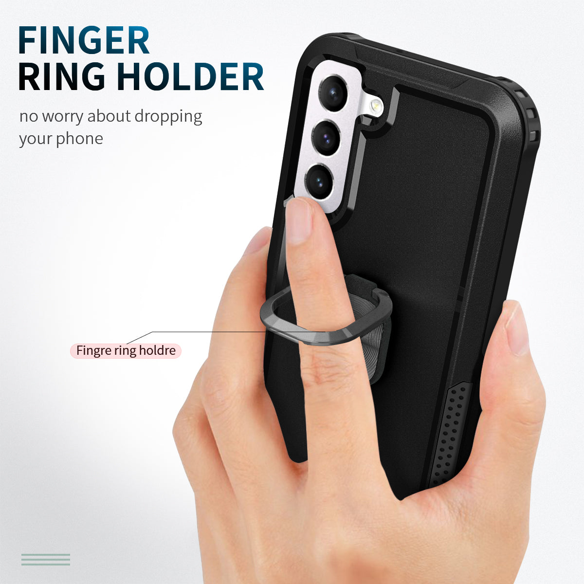 For Samsung Galaxy S23 Hard PC Silicone Phone Cover Rotatable Ring Holder Kickstand Cell Phone Case