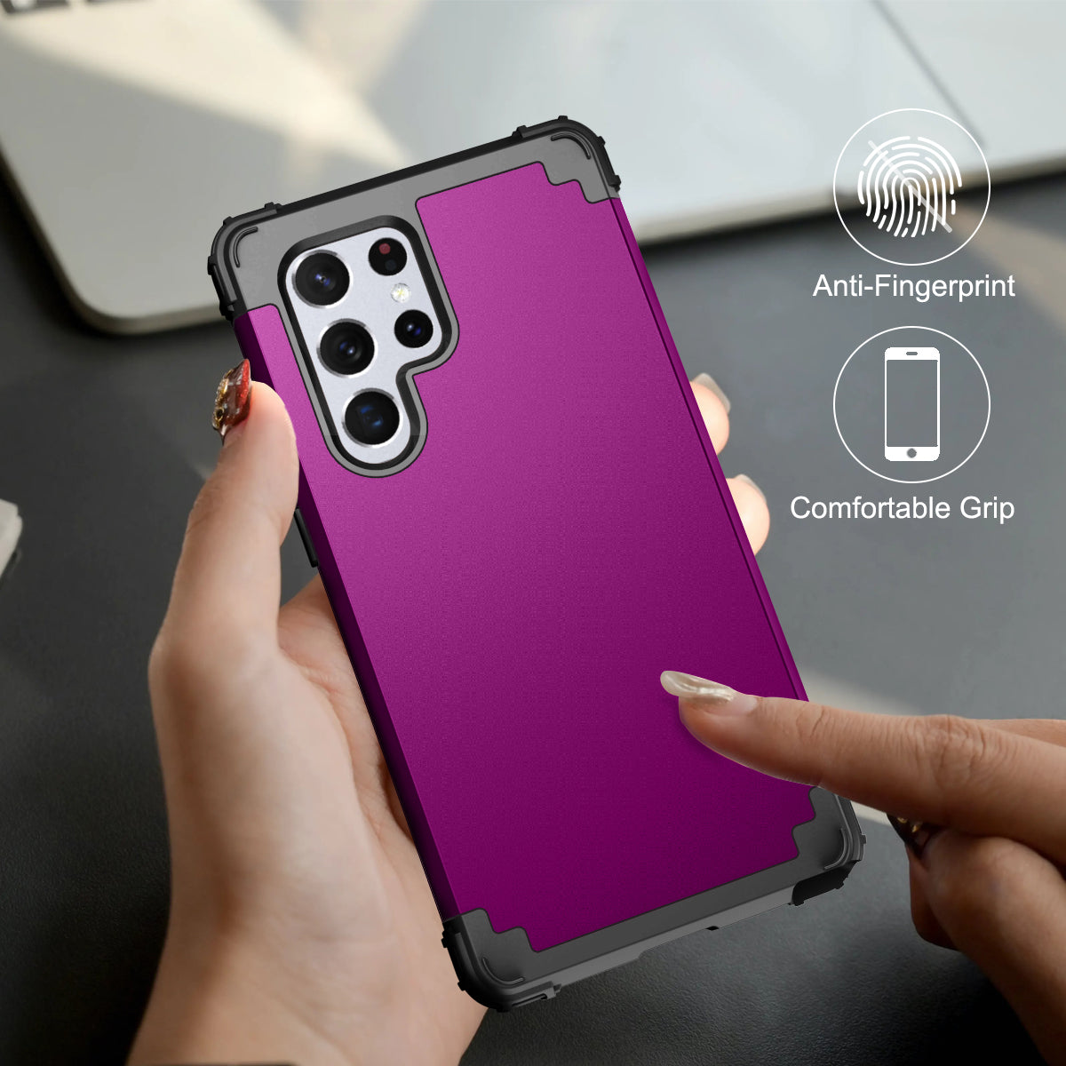 For Samsung Galaxy S23 Ultra Hard Plastic Silicone Phone Case Shockproof Cell Phone Cover