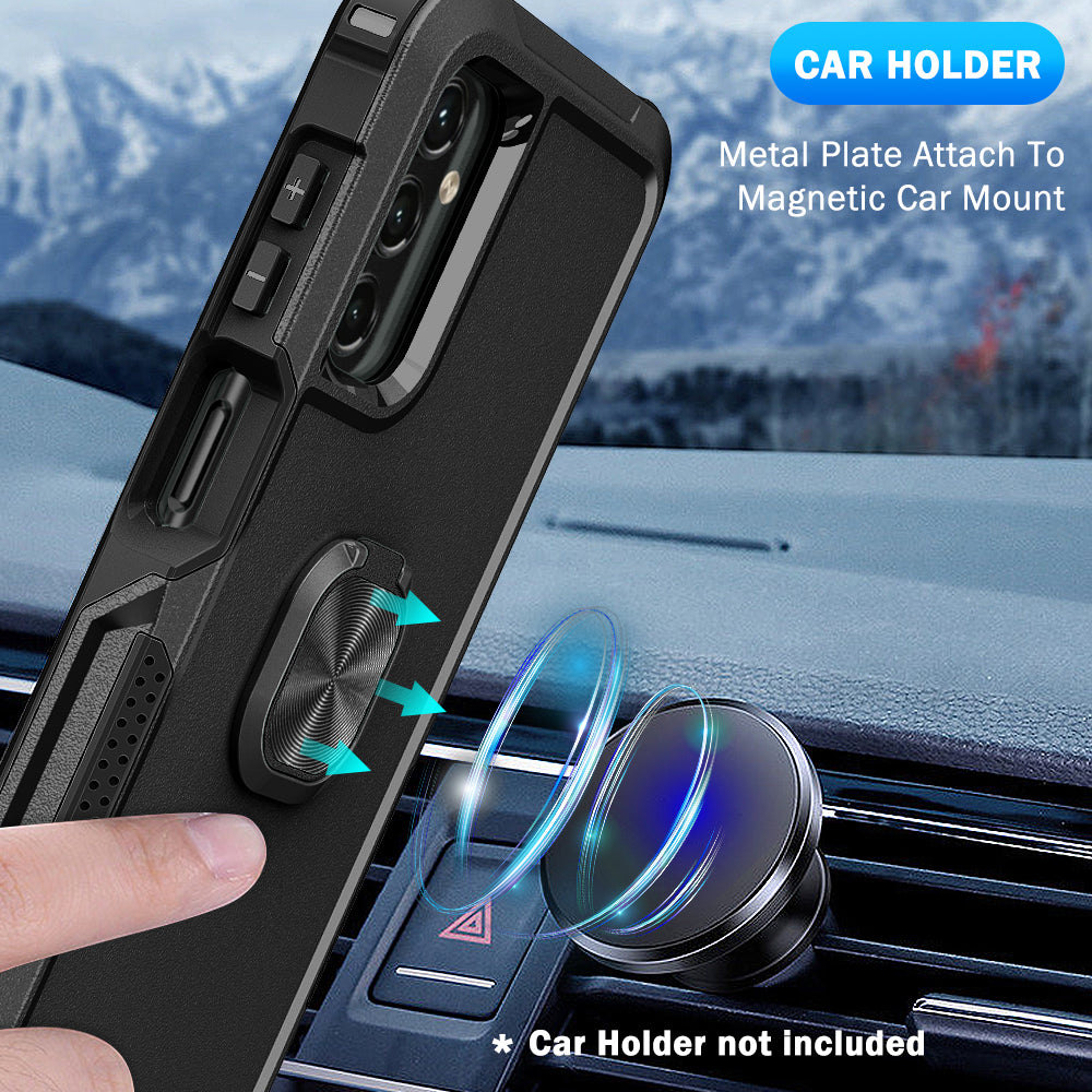 For Samsung Galaxy A14 5G Kickstand Phone Case Plastic Silicone Rotatable Ring Holder Cell Phone Cover