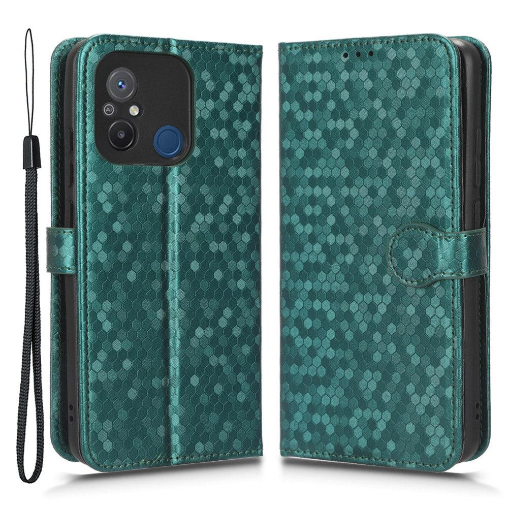 Anti-shock Leather Phone Cover For Xiaomi Redmi 12C 4G 11A 4G Dot Pattern Imprinted Anti-scratch Phone Case Wallet Stand