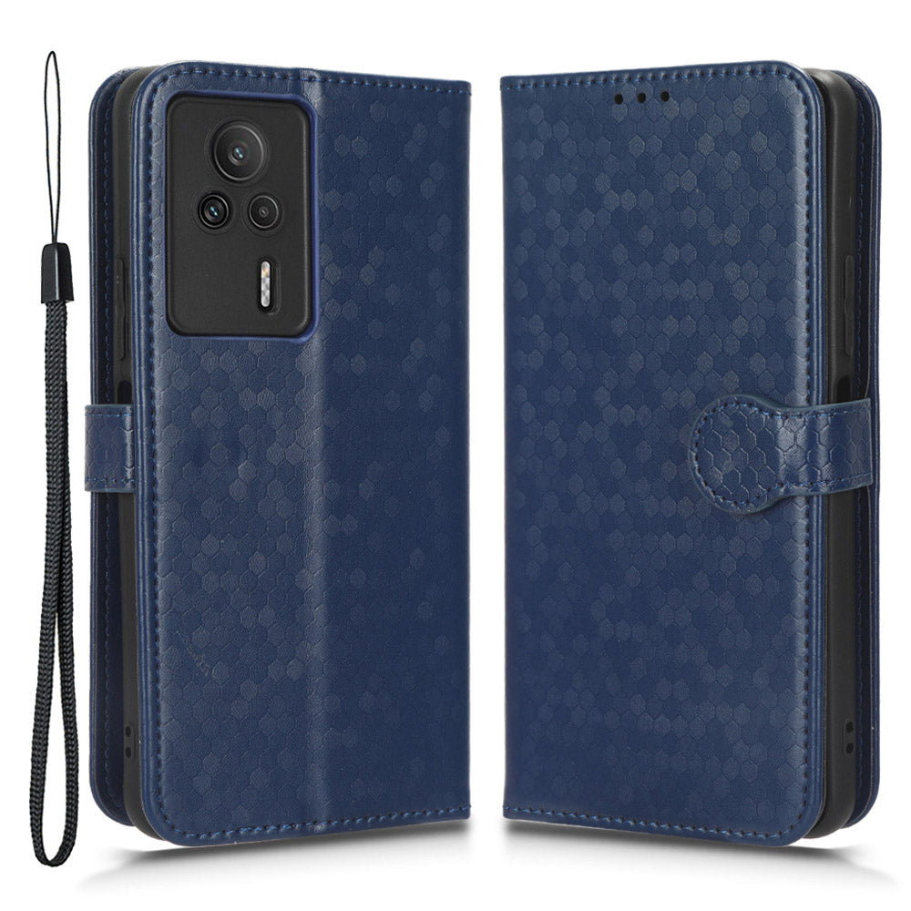 Anti-drop Leather Phone Cover For Xiaomi Redmi K60E 5G Dot Pattern Imprinted Wallet Stand Protective Phone Case