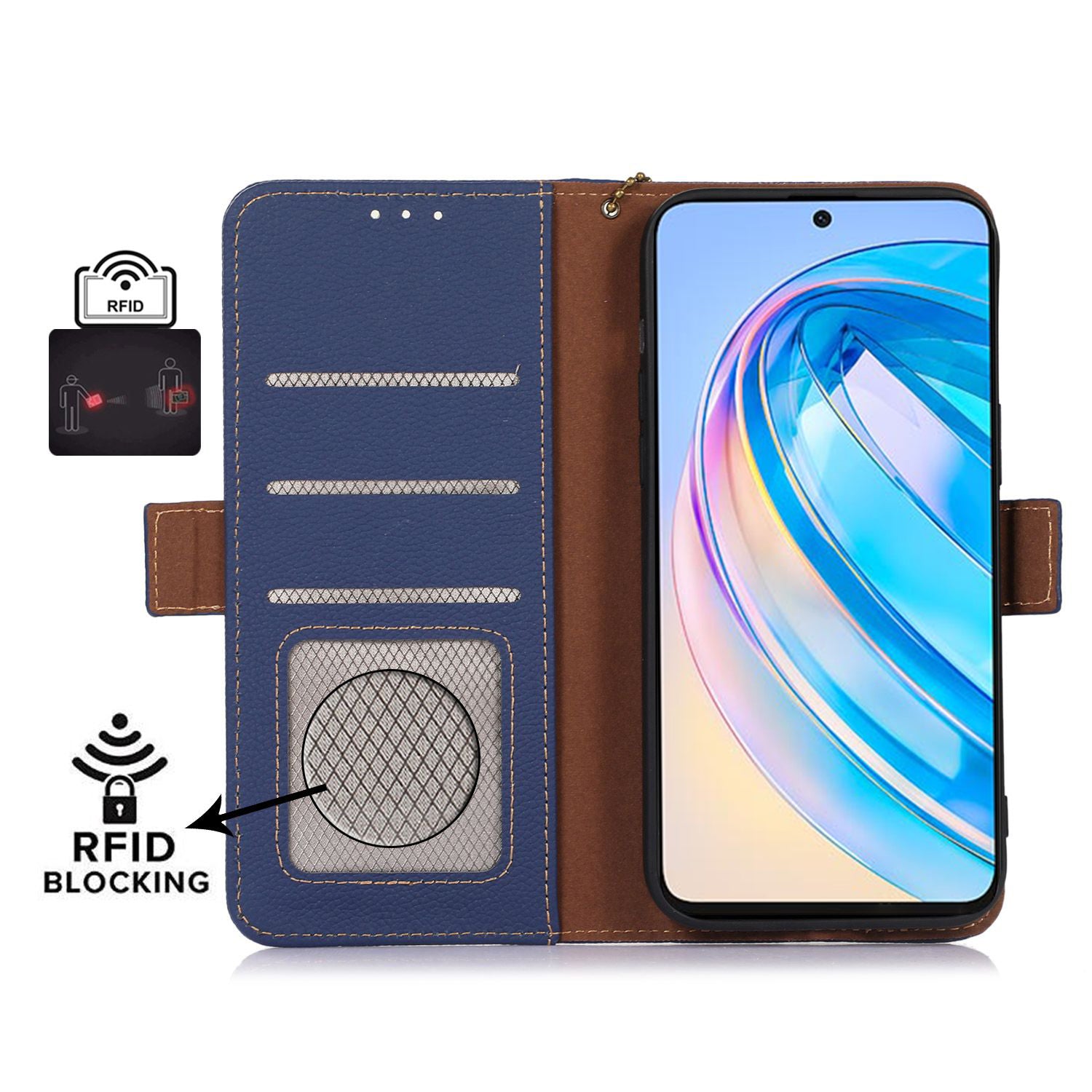 Genuine Leather Phone Case For Honor X40 5G X9a 5G Magic5 Lite 5G RFID Blocking Wallet Protective Cell Phone Cover with Stand