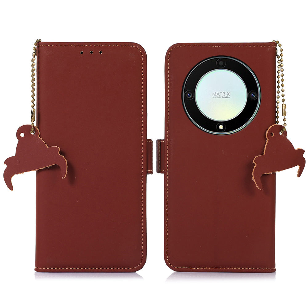 Shockproof Phone Case For Honor X40 5G X9a 5G Magic5 Lite 5G Genuine Cow Leather Stand RFID Blocking Phone Flip Wallet Cover