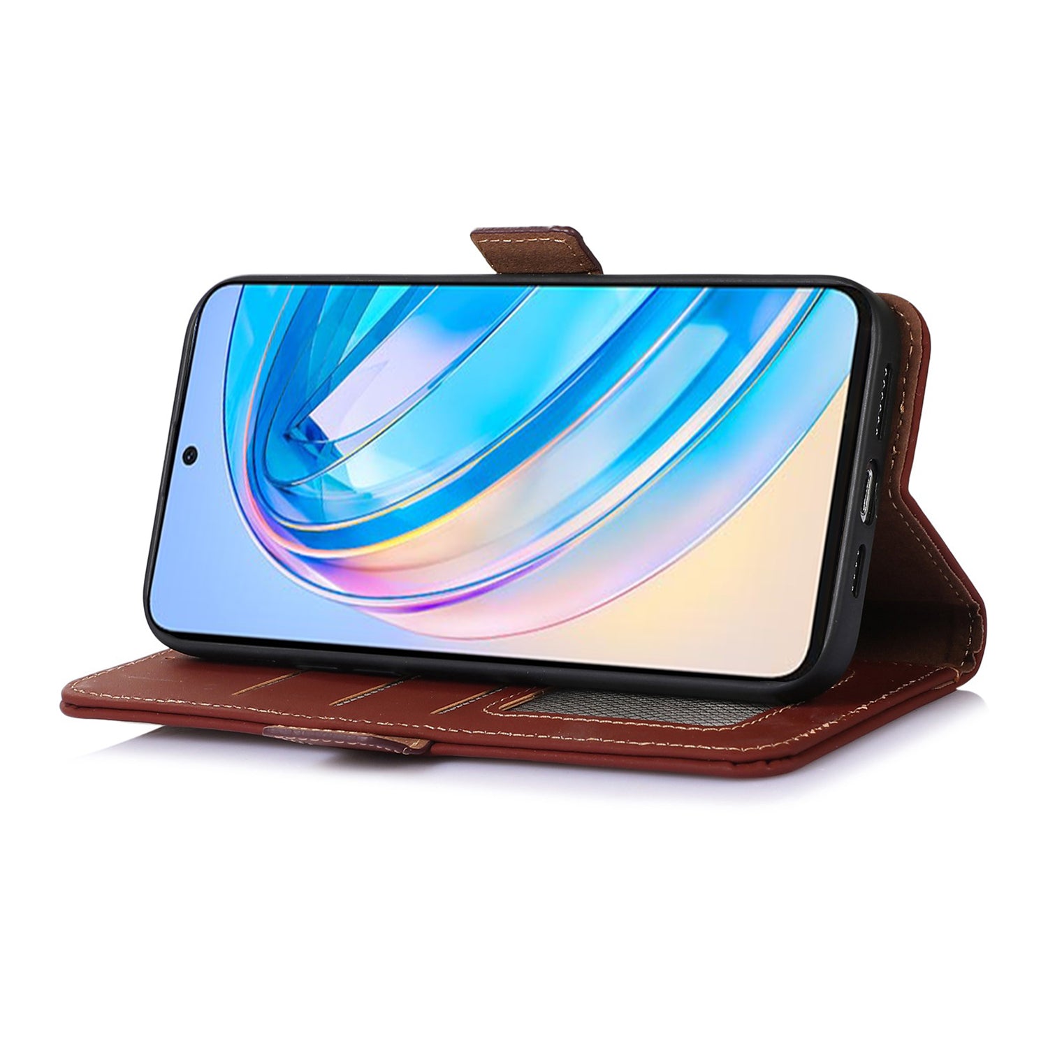 For Honor X8a 4G Full Protection Phone Case Genuine Cow Leather Stand RFID Blocking Phone Flip Wallet Cover