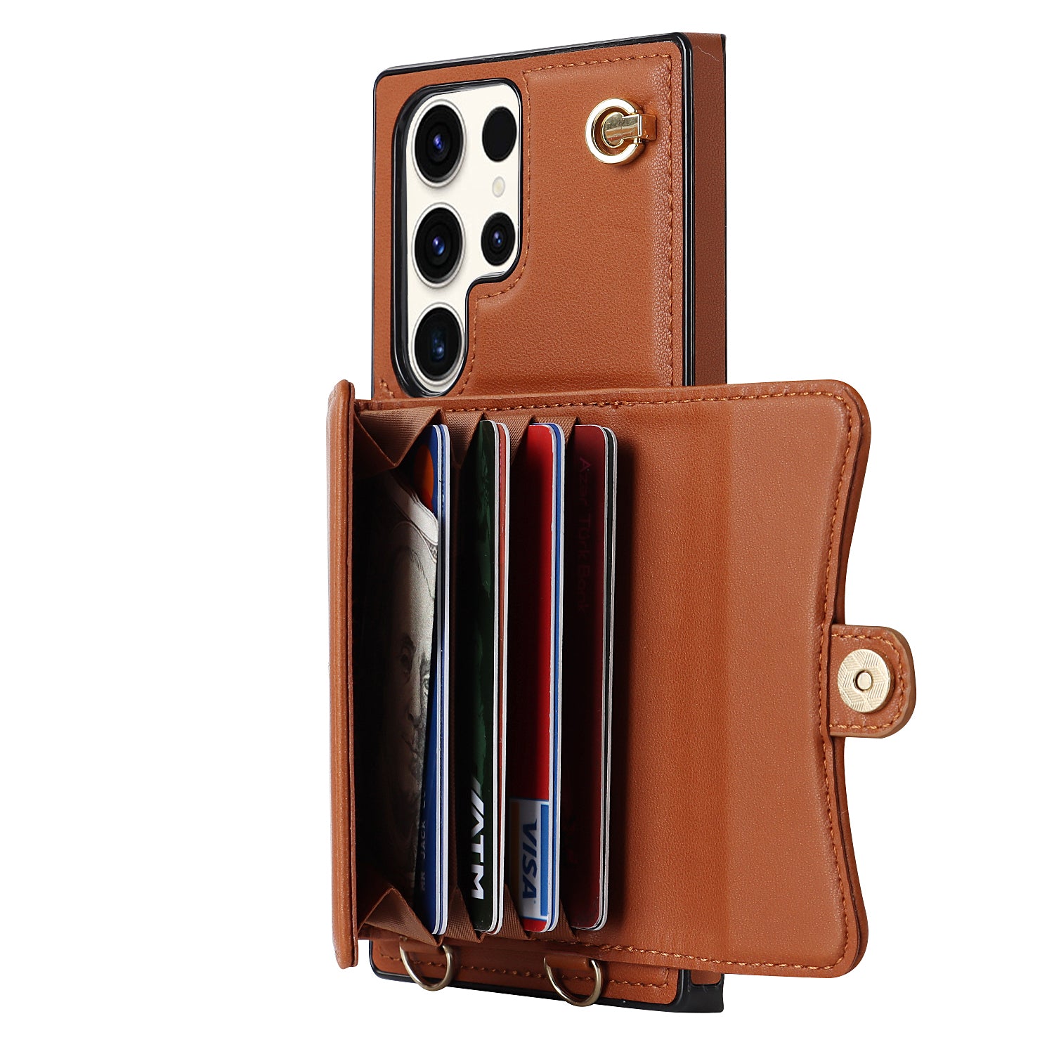 For Samsung Galaxy S23 Ultra RFID Blocking Card Slots Holder Phone Case Accordion Style Kickstand Shockproof Cover