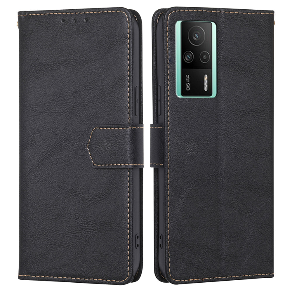 For Xiaomi Redmi K60E 5G RFID Blocking Cowhide Texture PU Leather Stand Wallet Phone Case Cover