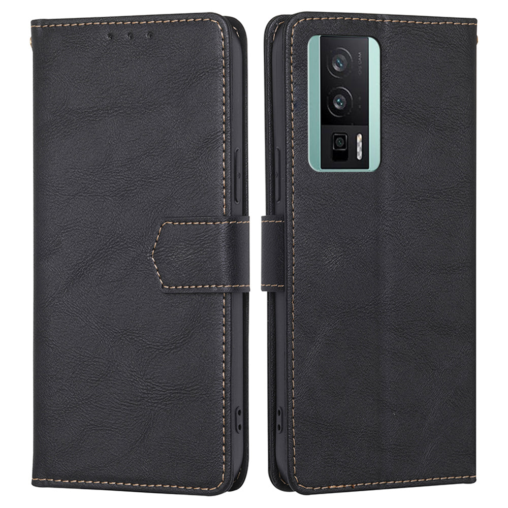 For Xiaomi Poco F5 Pro 5G Redmi K60 Pro 5G K60 5G Cowhide Texture PU Leather Stand Wallet Phone Case RFID Blocking Shockproof Cover