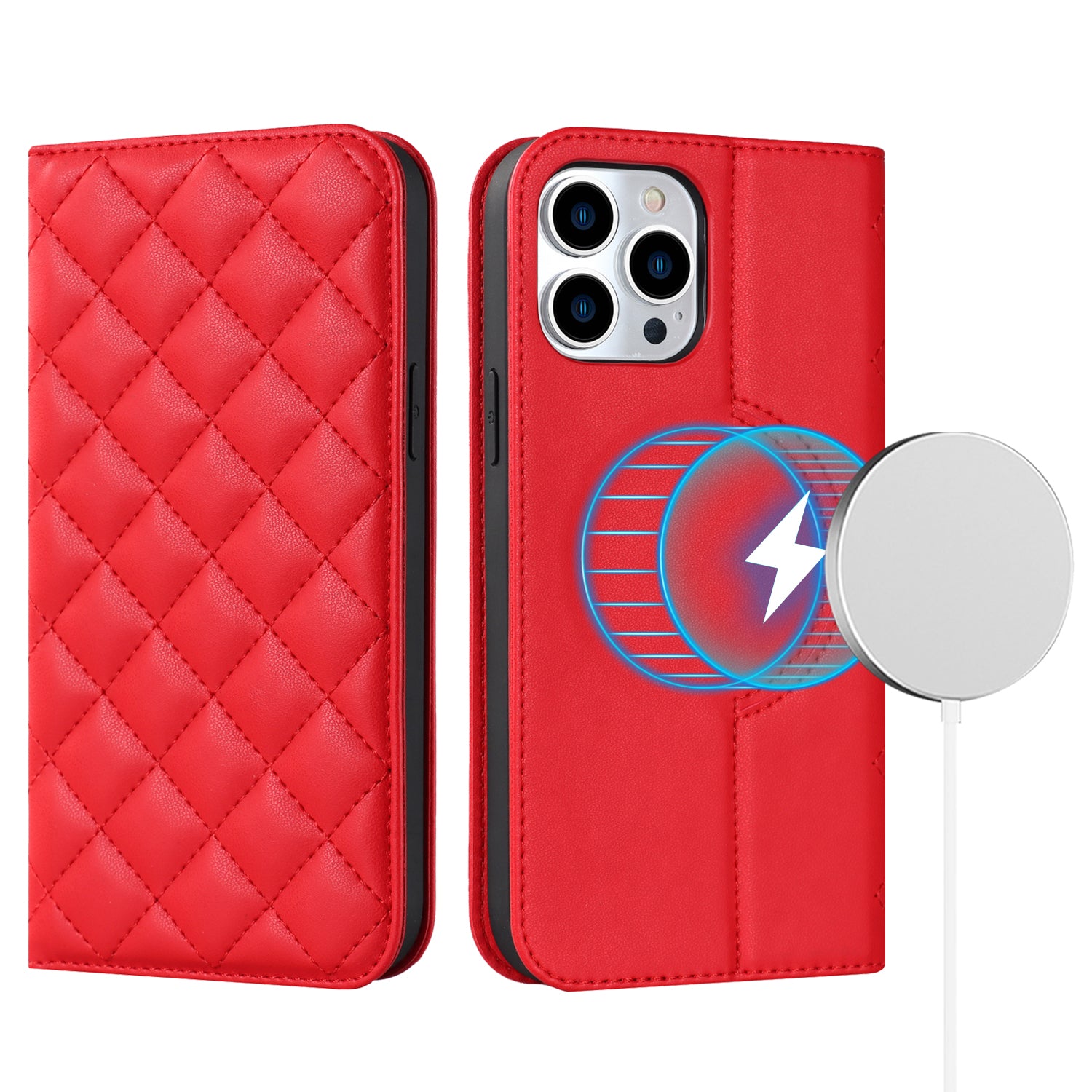 For iPhone 12 Pro Max 6.7 inch Phone Stand Case PU Leather RFID Blocking Card Holder Phone Cover Compatible with MagSafe